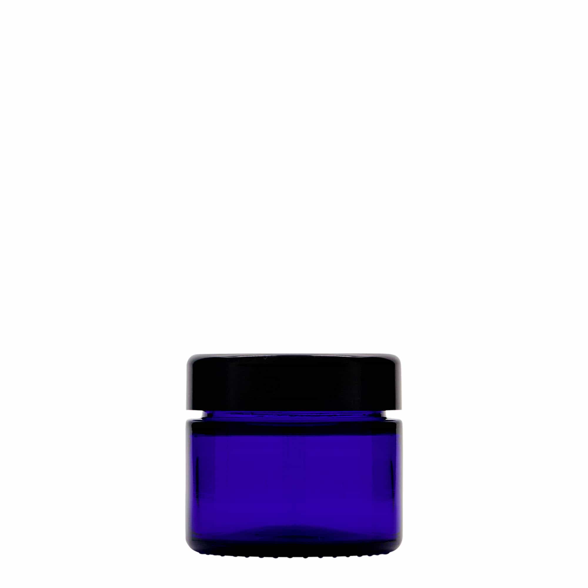 Pot de 50 ml 'Blue Edition', verre, bleu royal, ouverture : bouchon à vis