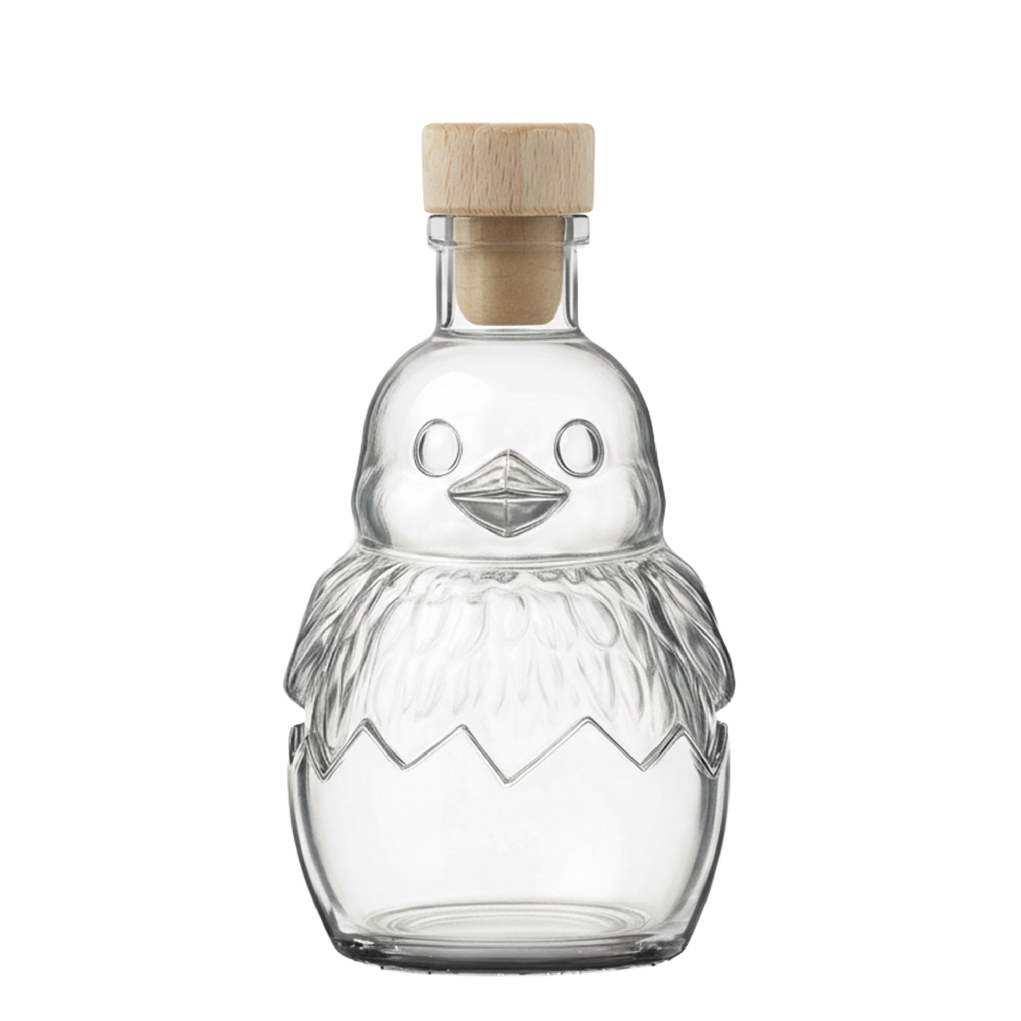 Flacon en verre 200 ml 'Poussin', ouverture : bouchon en liège