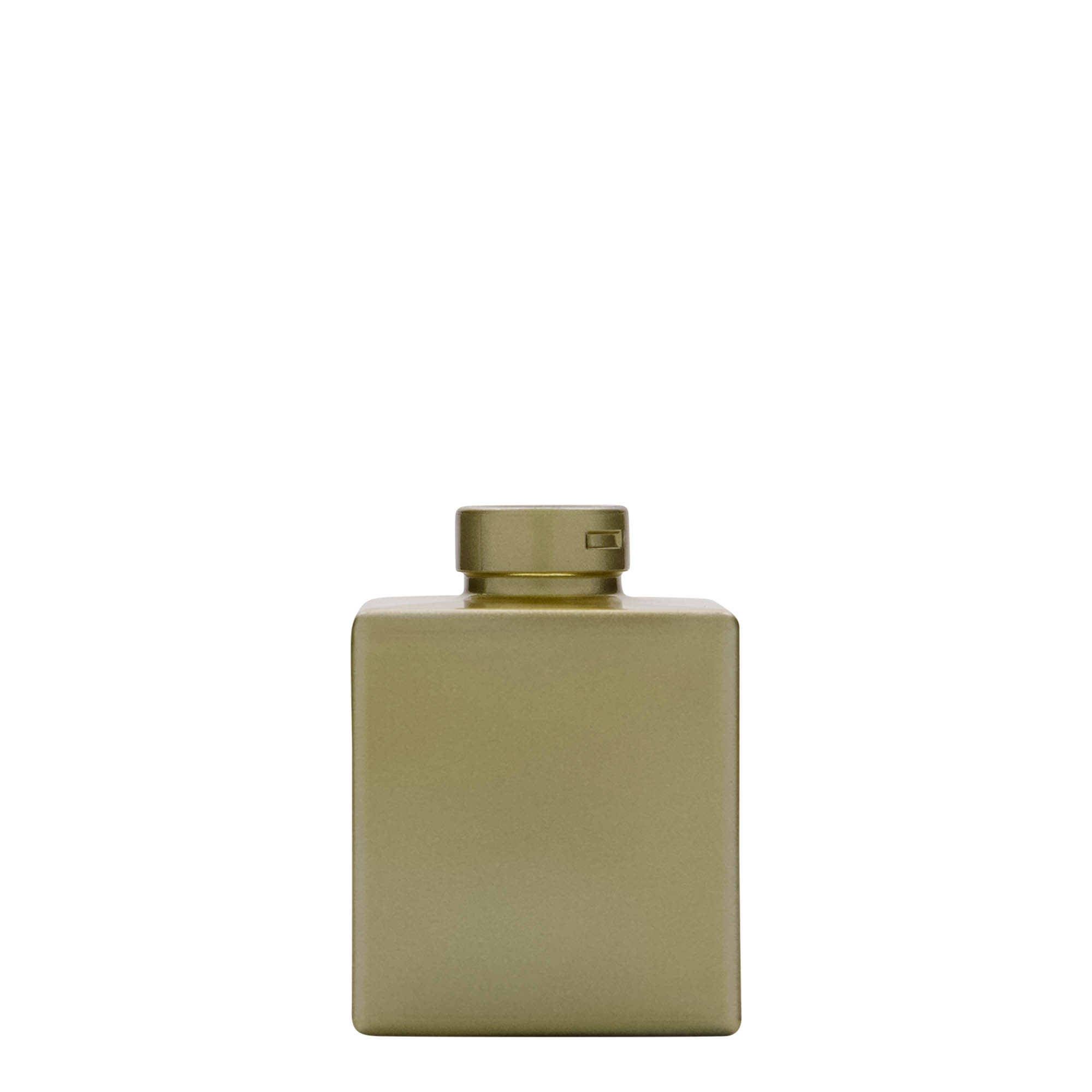 Flacon en verre 100 ml 'Cube', carré, or, ouverture : bouchon en liège Flacon en verre 100 ml 'Cube', carré, or, ouverture : bouchon en liège