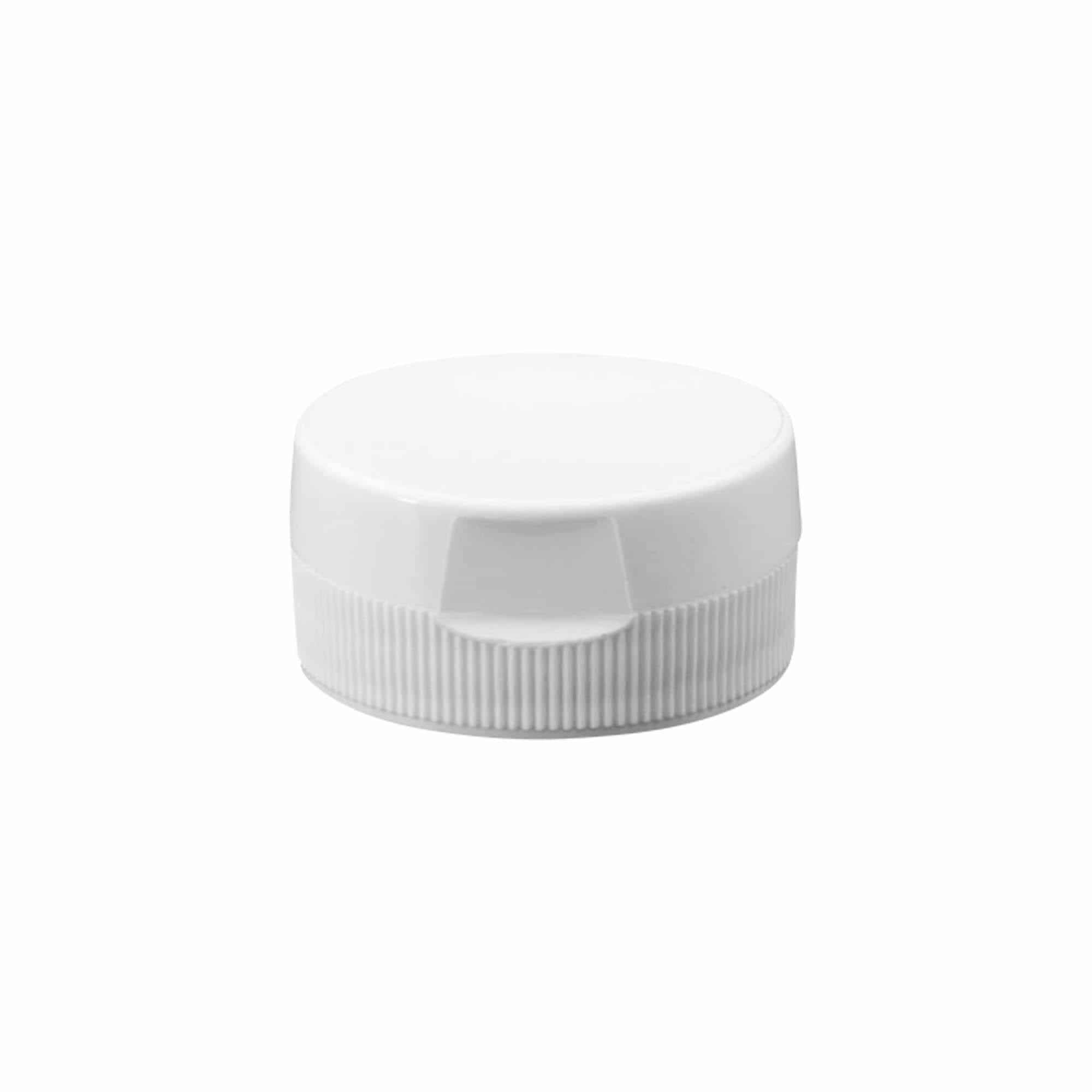 Bougage à vis à charnière rabattable, plastique PP, blanc, pour bouchage: GPI 38/400 Bougage à vis à charnière rabattable, plastique PP, blanc, pour bouchage: GPI 38/400