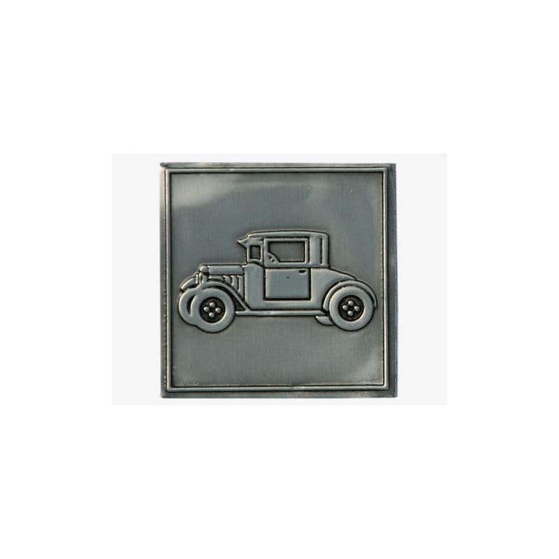 Étiquette en étain 'Oldtimer', carrée, métallique, argentée Étiquette en étain 'Oldtimer', carrée, métallique, argentée
