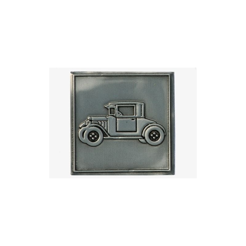 Étiquette en étain 'Oldtimer', carrée, métal, argentée