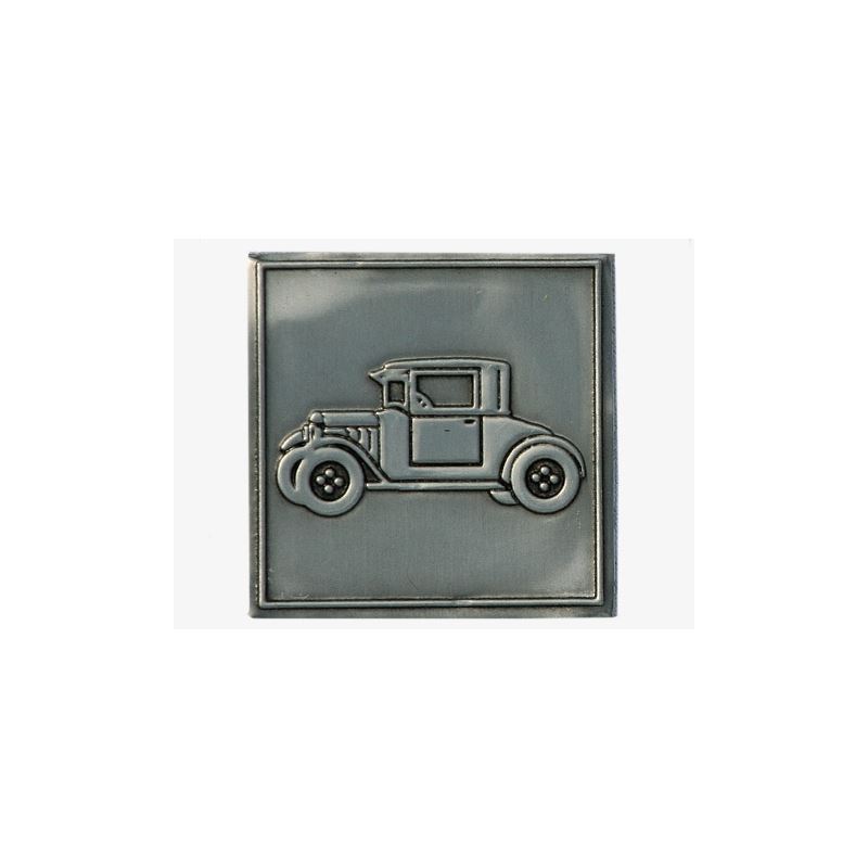 Étiquette en étain « Oldtimer », carrée, métal, argentée