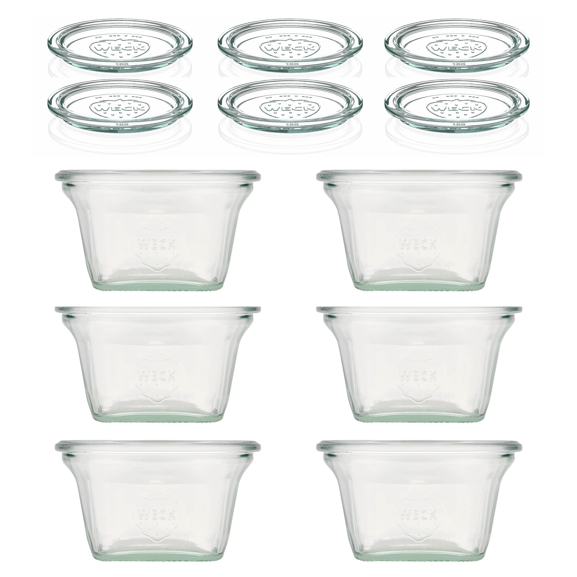 6x 290 ml verre WECK Quadro avec couvercle en verre RR 100