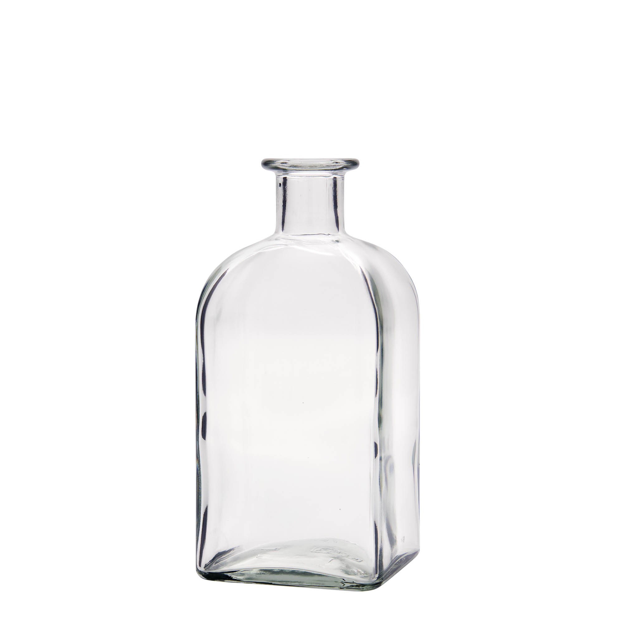 Bouteille en verre 500 ml Apotheker Carré, carrée, ouverture : liège Bouteille en verre 500 ml Apotheker Carré, carrée, ouverture : liège