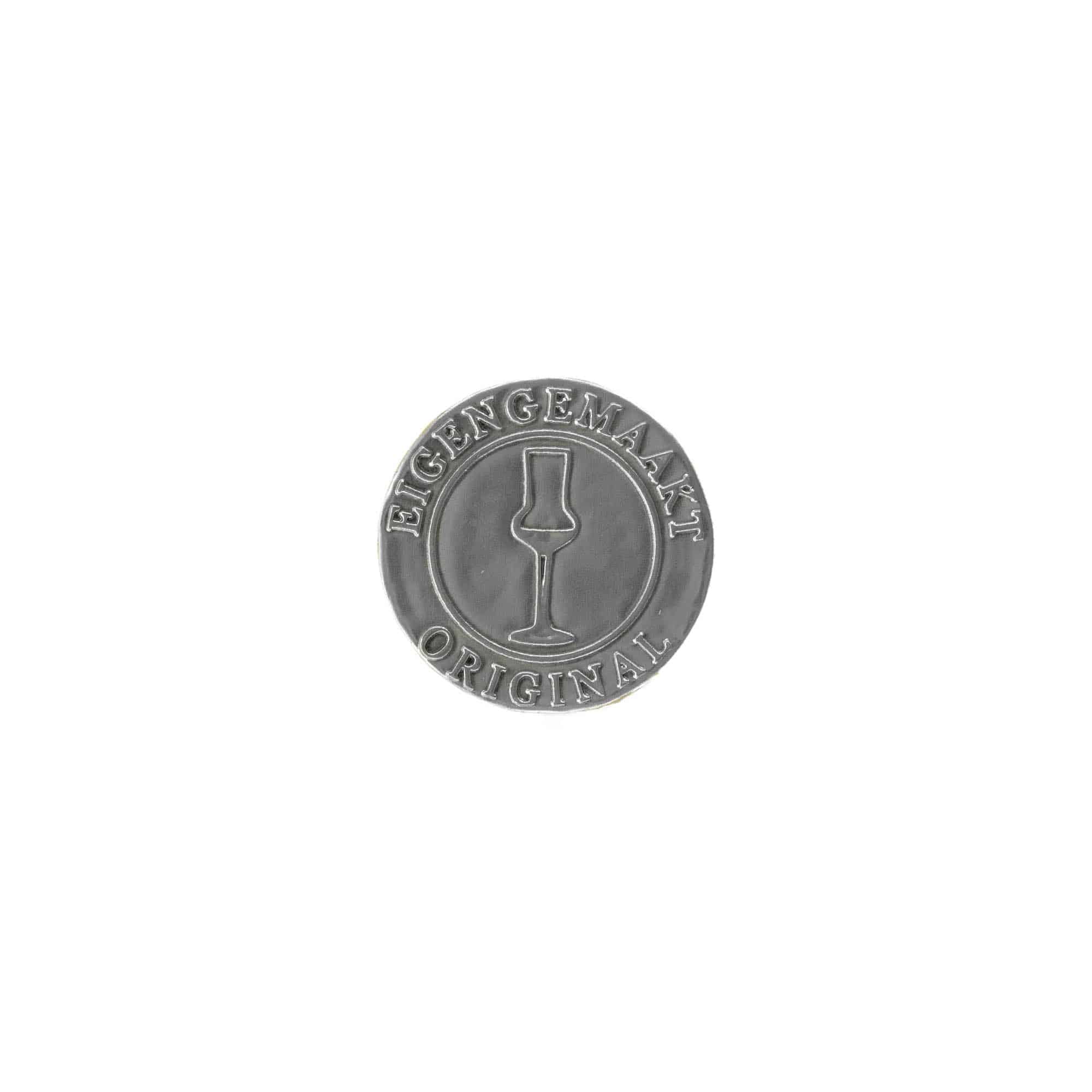 Étiquette en étain 'Fait maison', ronde, métallique, argentée Étiquette en étain 'Fait maison', ronde, métallique, argentée