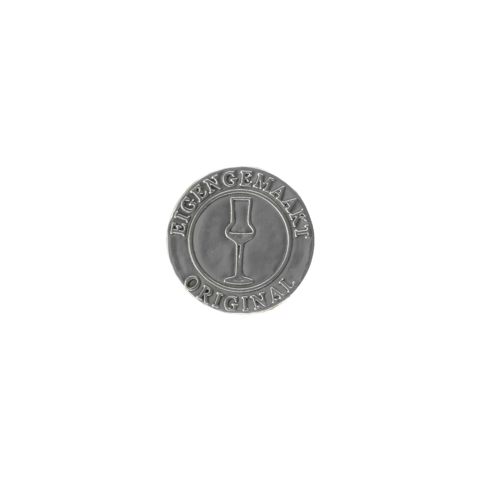 Étiquette en étain 'Fait maison', ronde, métal, argentée Étiquette en étain 'Fait maison', ronde, métal, argentée