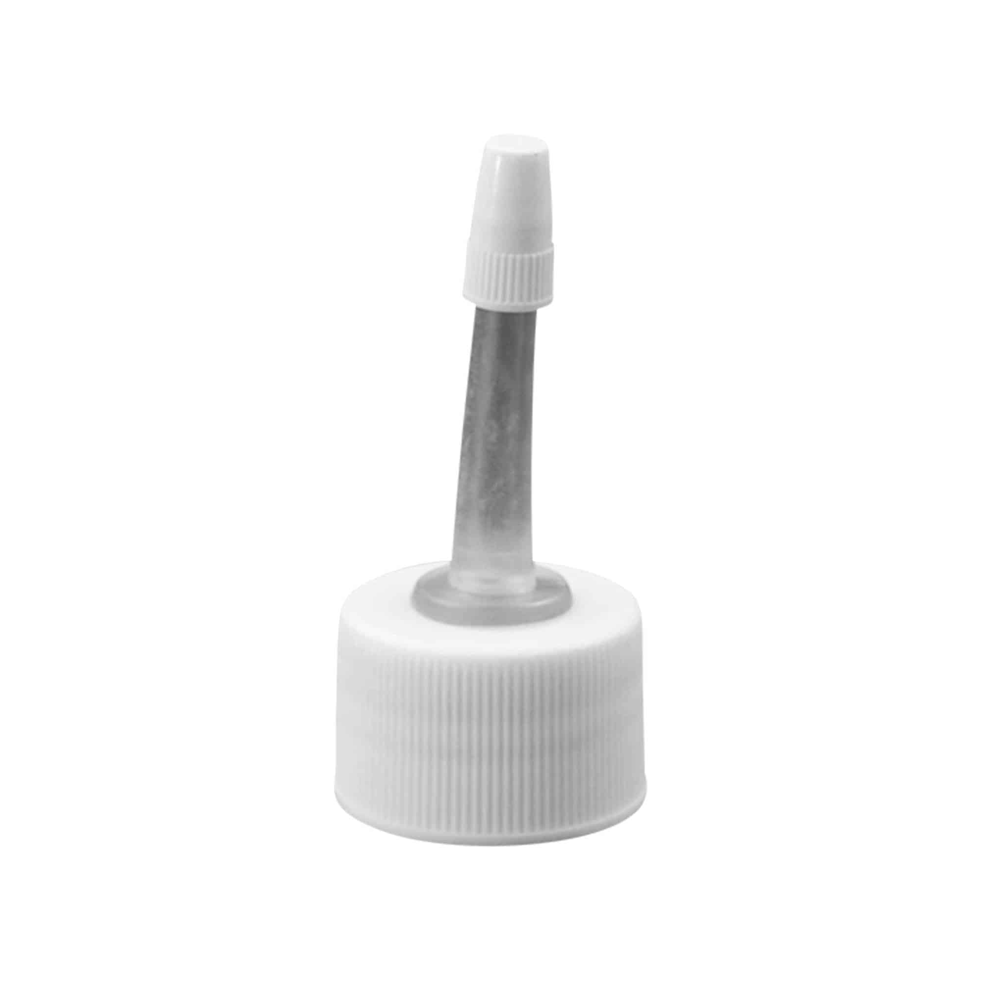 Bouchon à vis avec applicateur, plastique PP, blanc, pour embout : 24/410