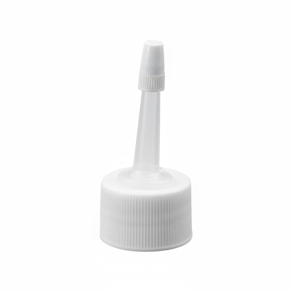 Bouchon à vis avec applicateur, plastique PP, blanc, pour embout : 24/410