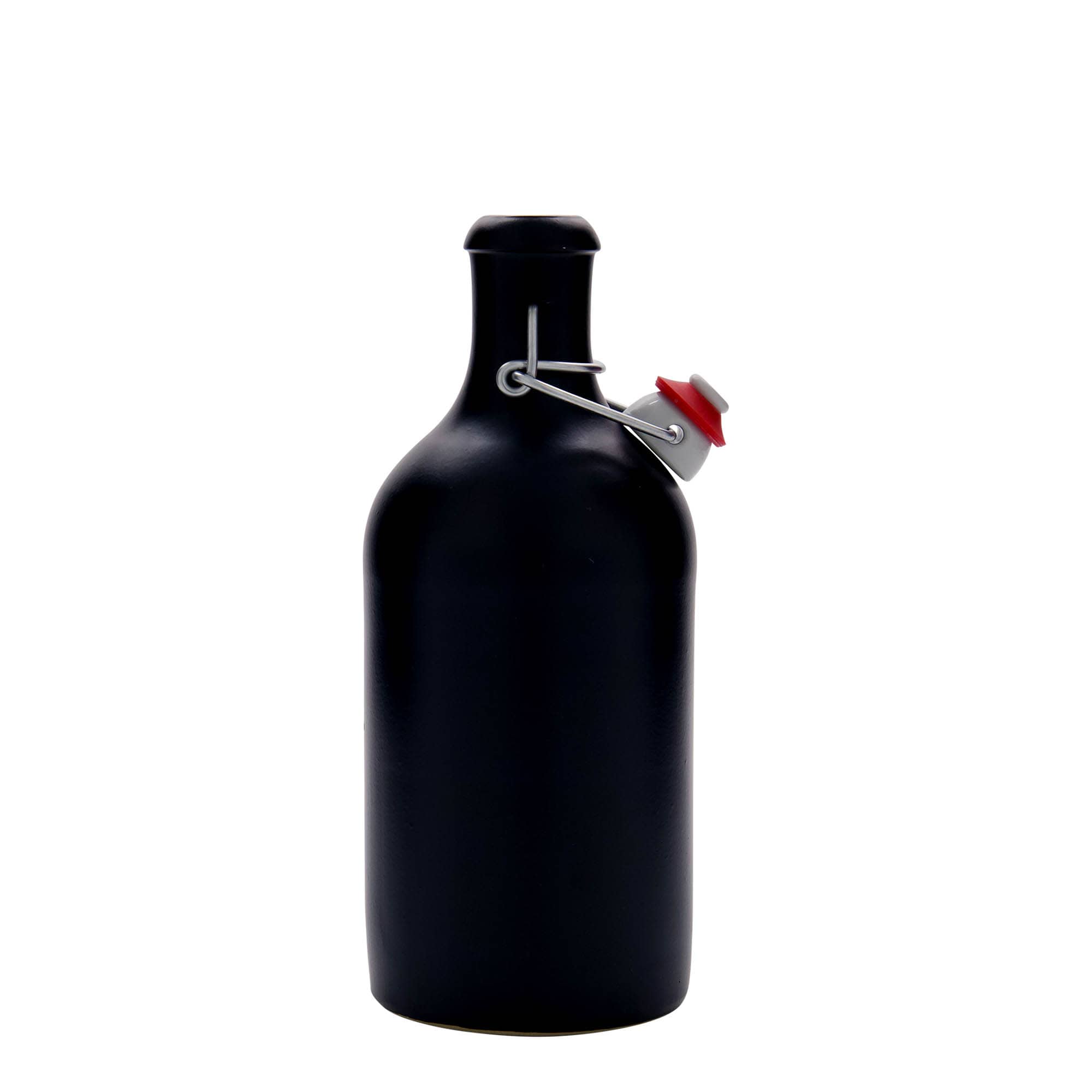Cruche en terre cuite 500 ml, grès, noir, ouverture : fermeture à levier