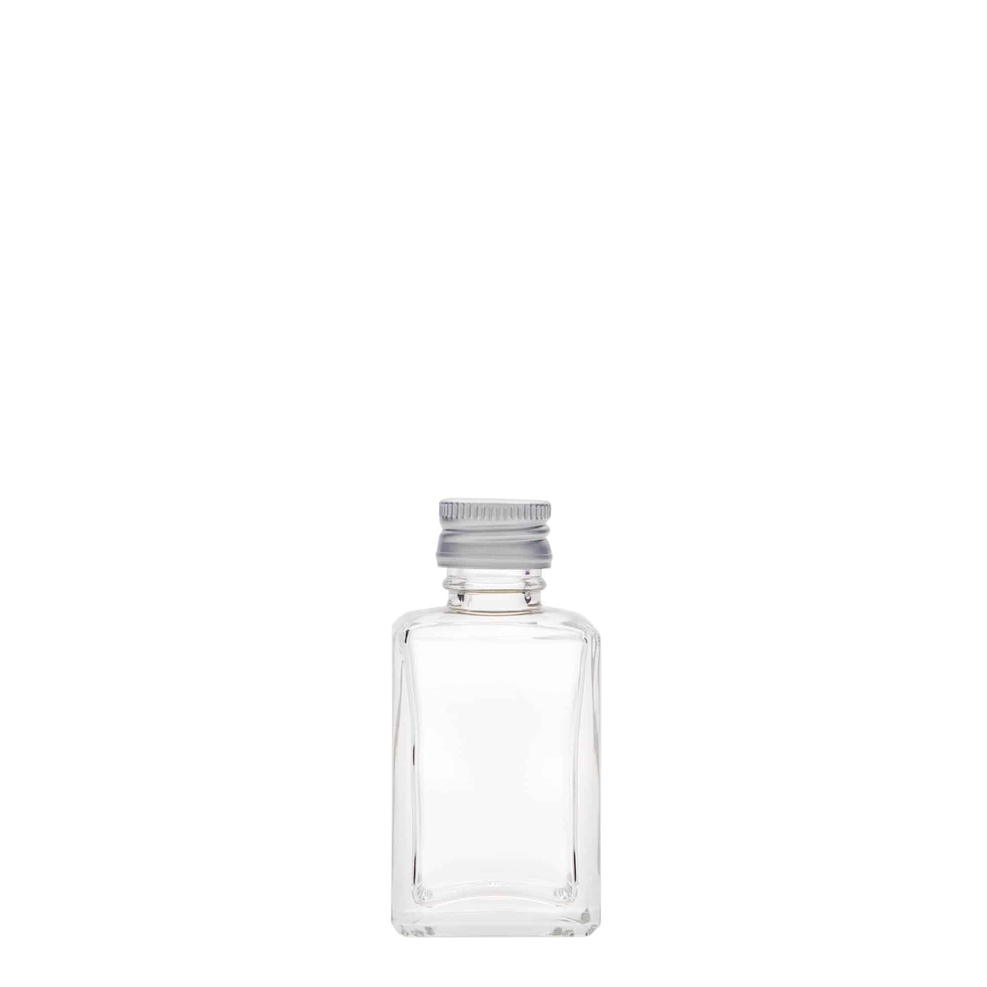 Flacon en verre 30 ml « Tamme », carré, ouverture : PP 18