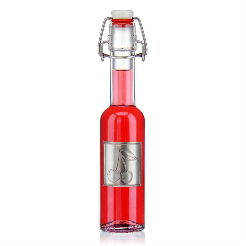 Étiquette en étain « Cerise », carrée, métal, argentée Étiquette en étain « Cerise », carrée, métal, argentée
