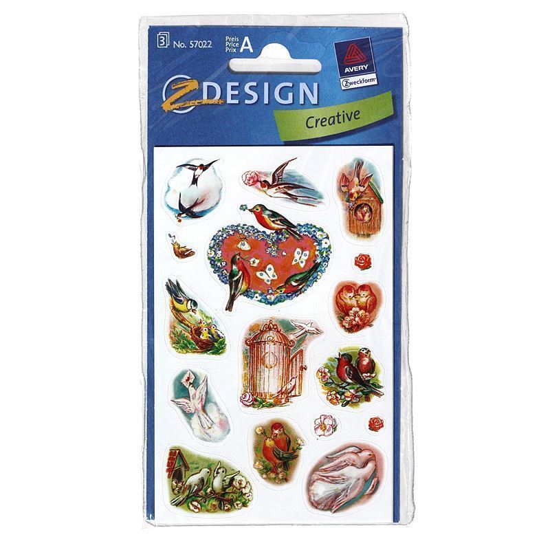 Autocollants Zweckform « Pigeons », papier, multicolore Autocollants Zweckform « Pigeons », papier, multicolore