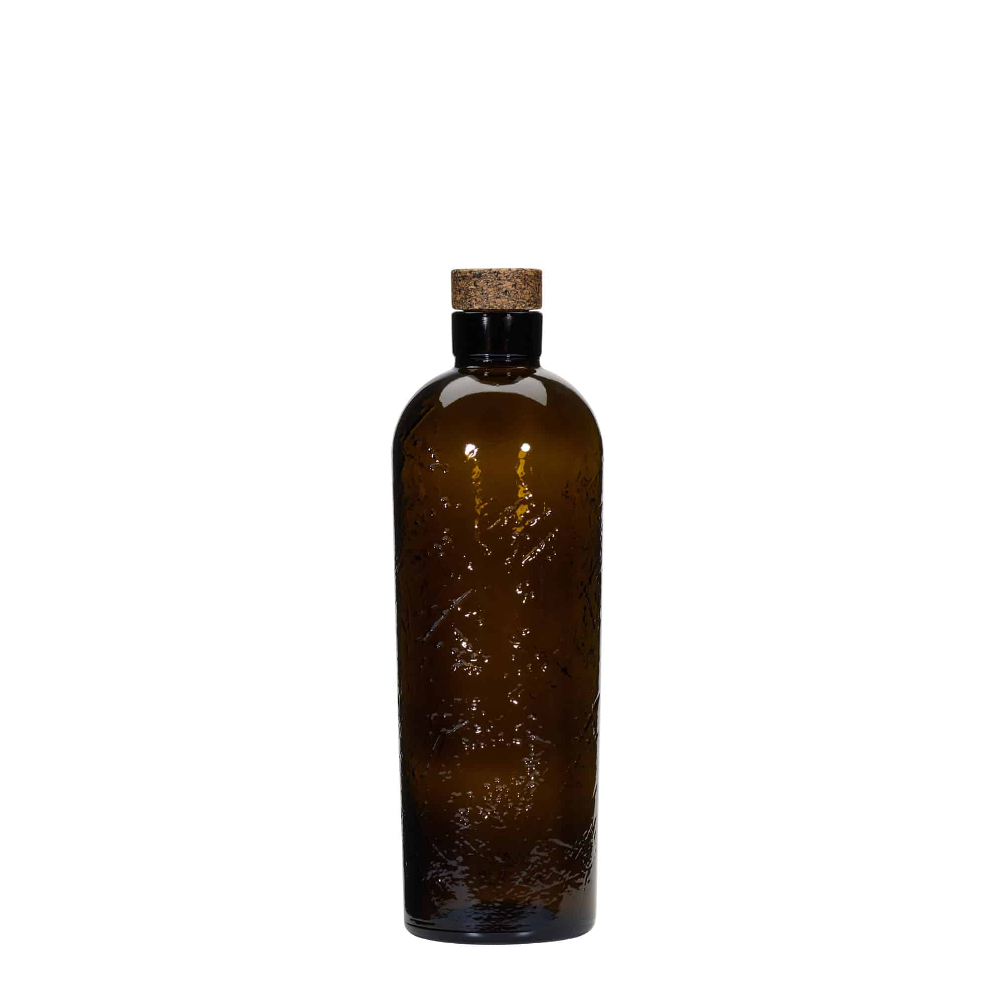 Bouteille en verre artisanale 700 ml « Natural », marron, ouverture : liège
