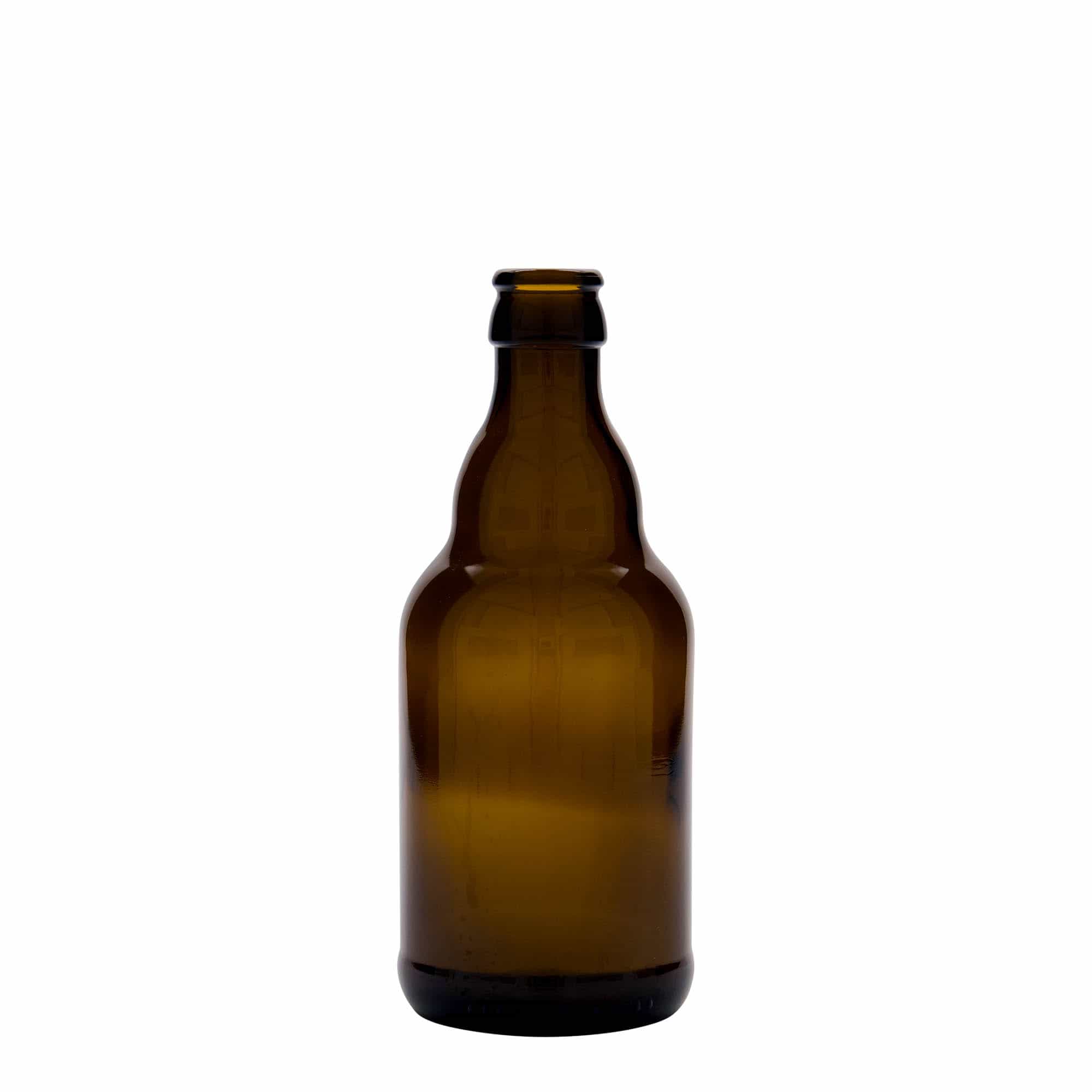 Bouteille de bière 330 ml 'Steinie', verre, brun, ouverture : capsule couronne Bouteille de bière 330 ml 'Steinie', verre, brun, ouverture : capsule couronne