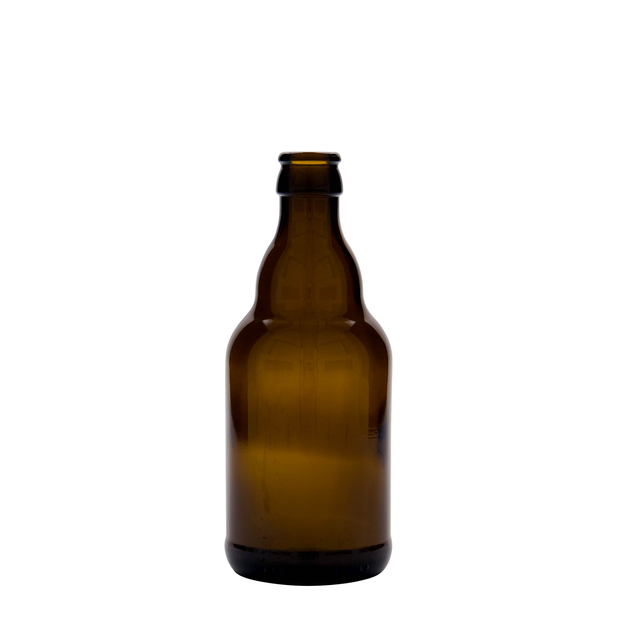 Bouteille de bière 330 ml 'Steinie', verre, brun, ouverture : capsule couronne