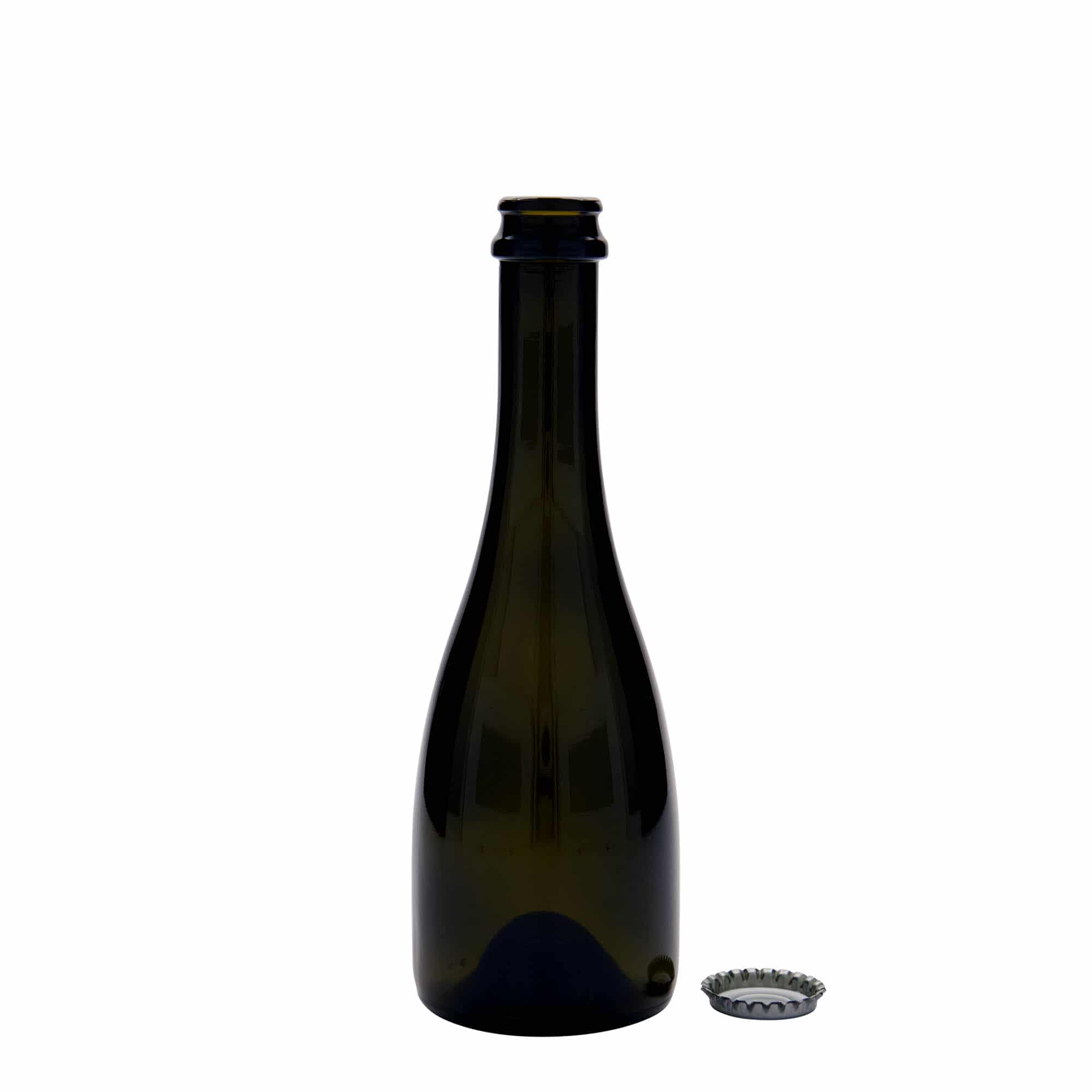 Bouteille de bière / de Champagne 330 ml 'Tosca', verre, vert antique, col : capsules couronnes