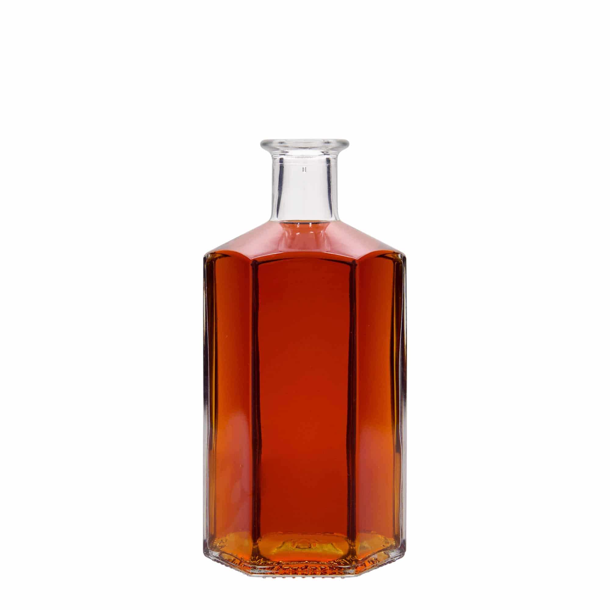 Bouteille en verre 500 ml Apothicaire 'Jimmy', hexagonale, ouverture : bouchon en liège