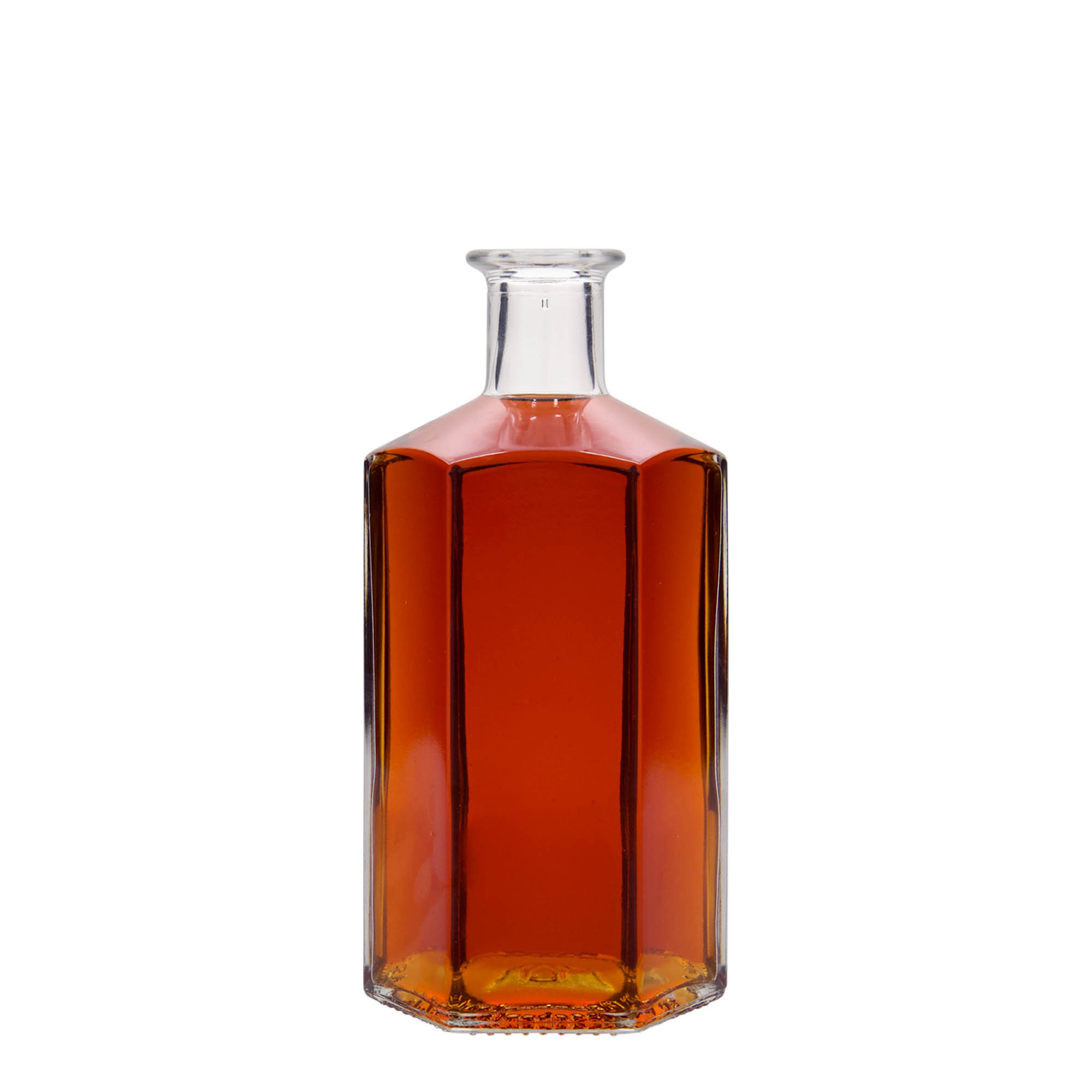 Bouteille en verre 500 ml Apothicaire 'Jimmy', hexagonale, ouverture : bouchon en liège