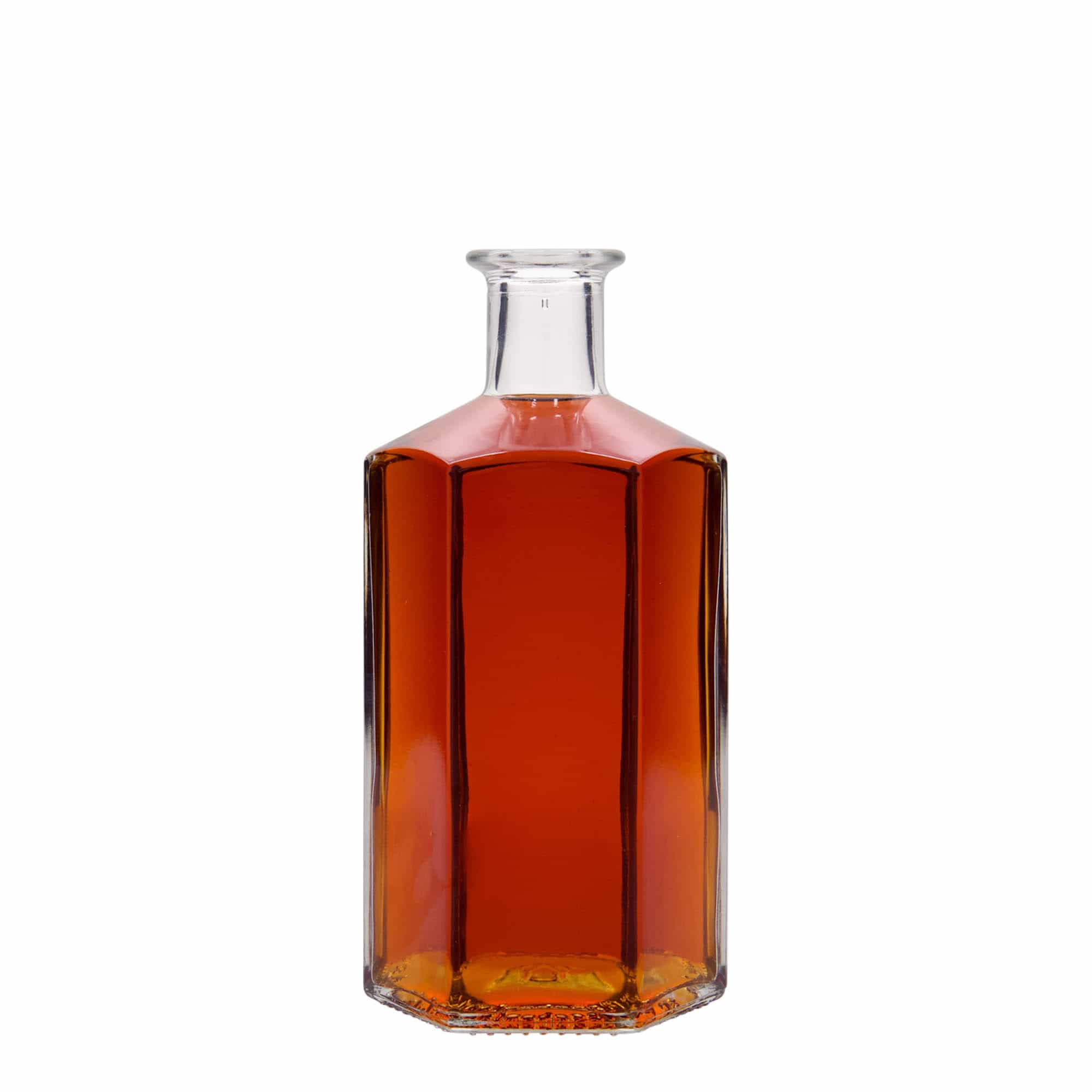 Bouteille en verre 500 ml Apothicaire 'Jimmy', hexagonale, ouverture : bouchon en liège