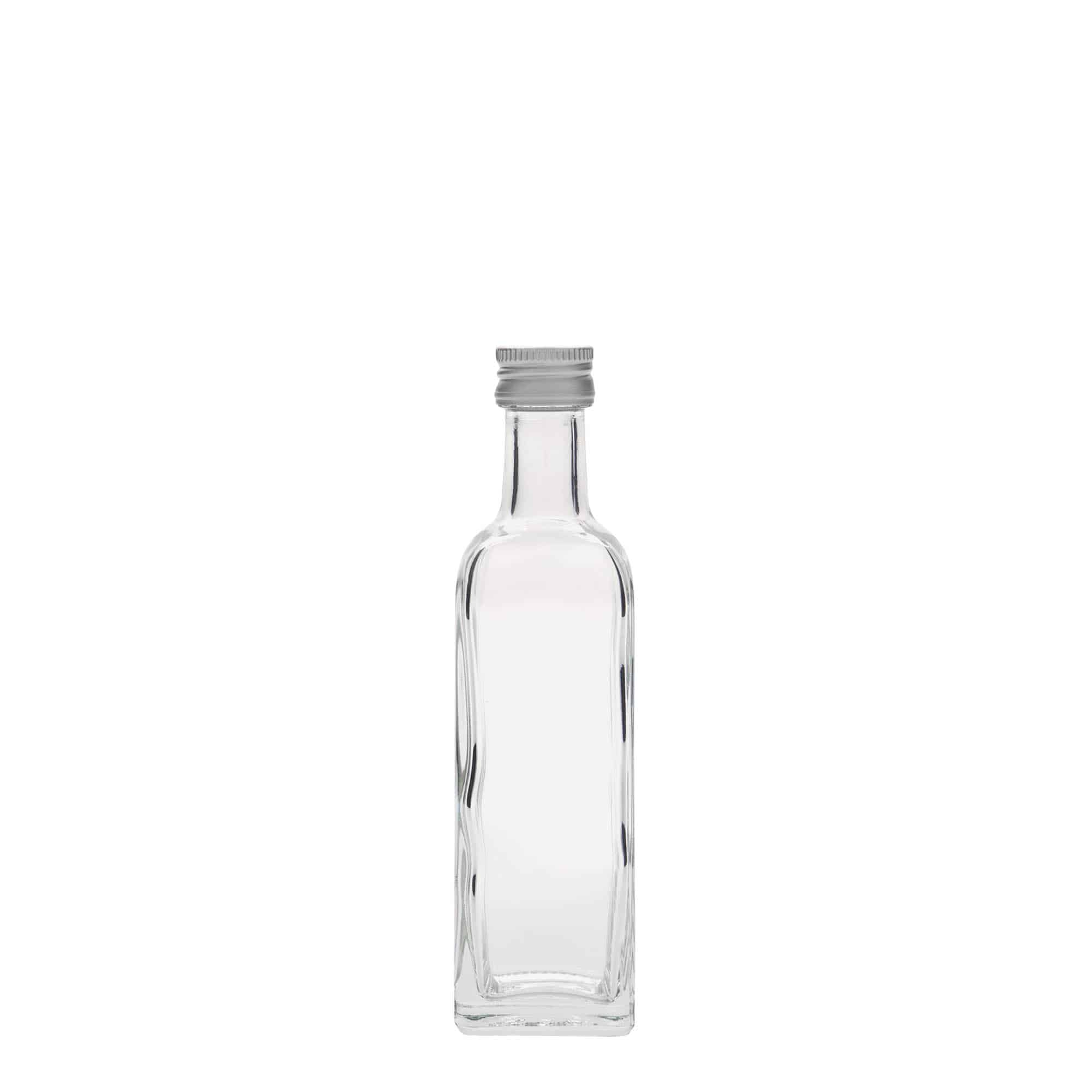 Flacon en verre de 60 ml « Marasca », carré, ouverture : PP 18