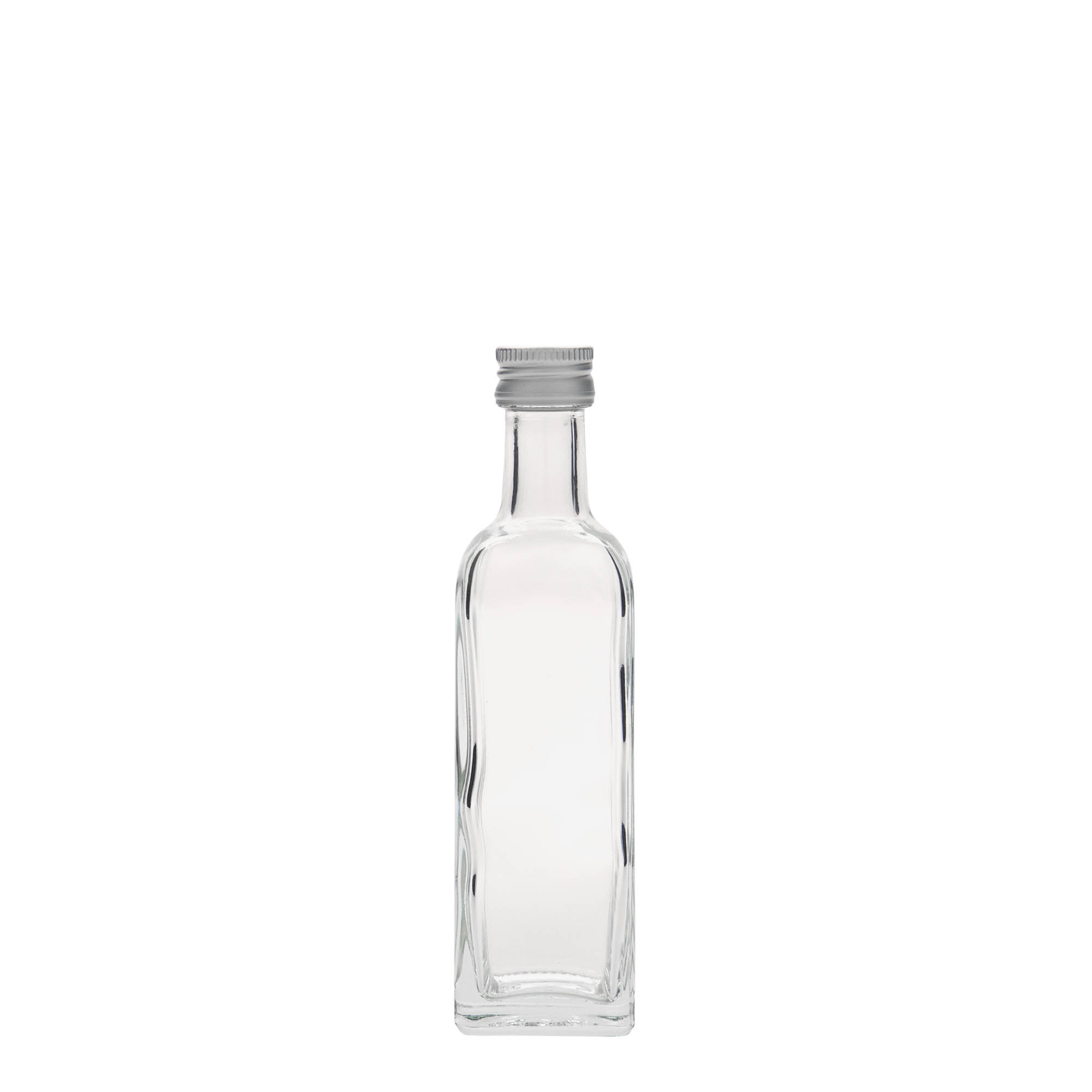 Flacon en verre de 60 ml « Marasca », carré, ouverture : PP 18