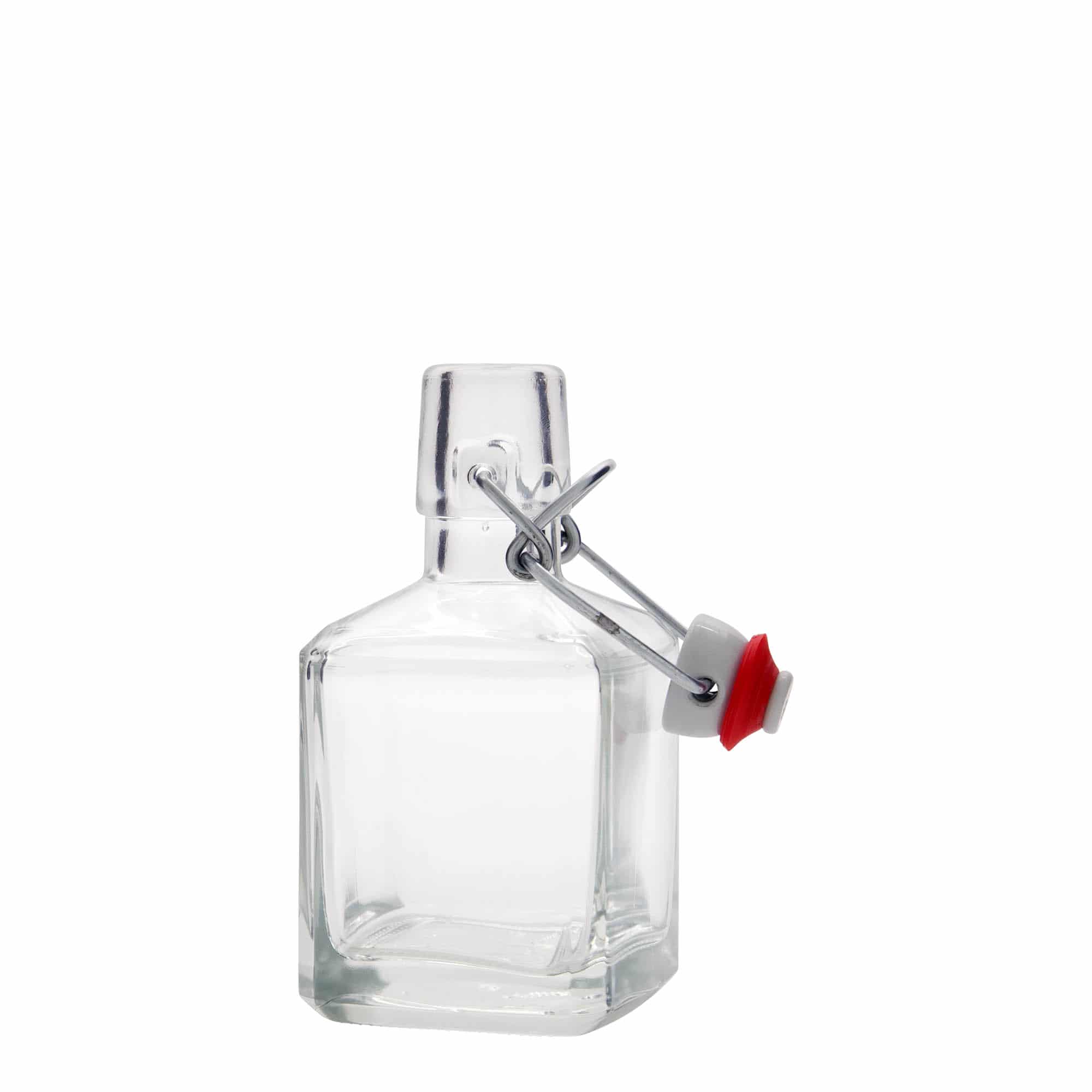 Bouteille en verre 200 ml 'Kubica', carrée, ouverture : fermeture à bascule