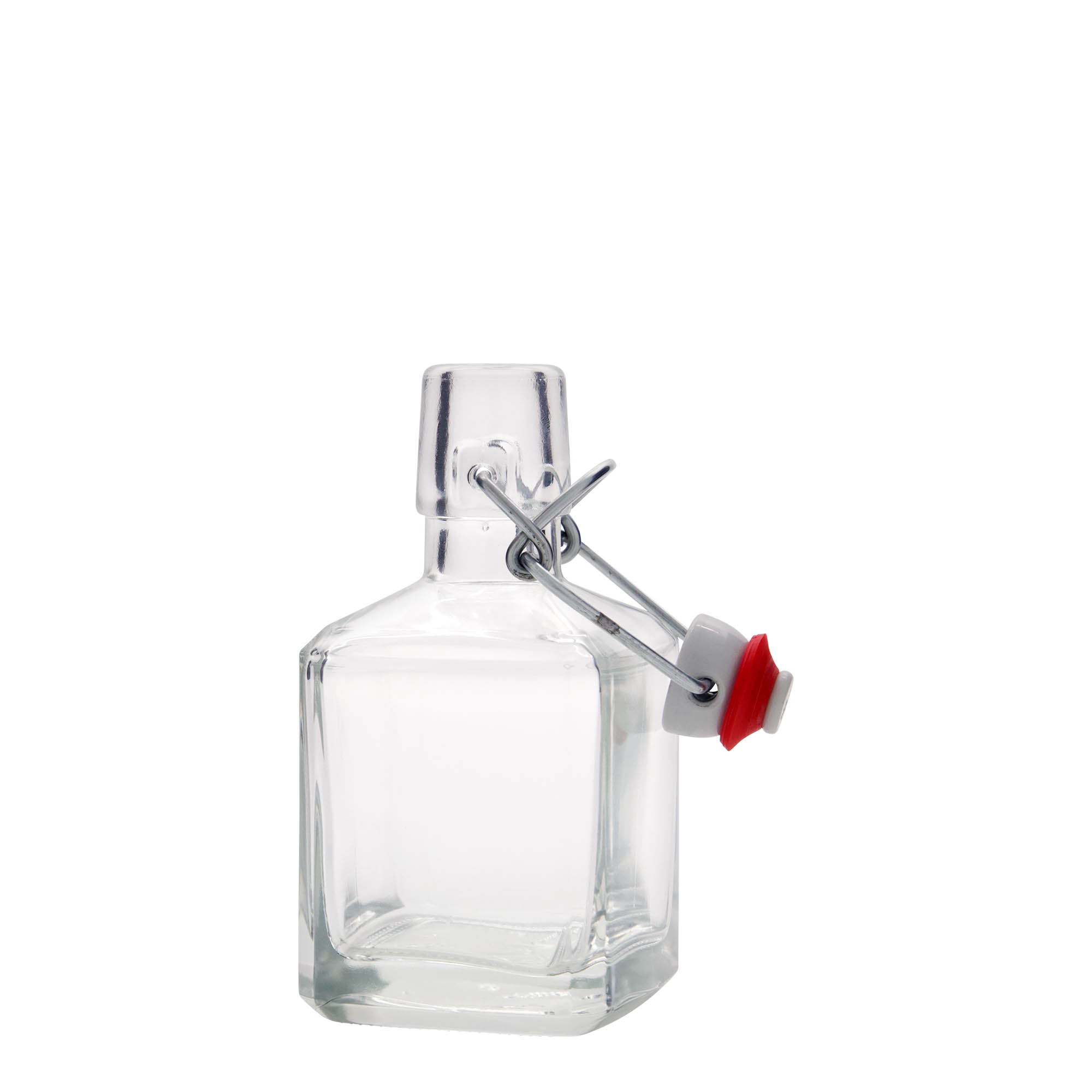 Bouteille en verre 200 ml 'Kubica', carrée, ouverture : fermeture à bascule Bouteille en verre 200 ml 'Kubica', carrée, ouverture : fermeture à bascule