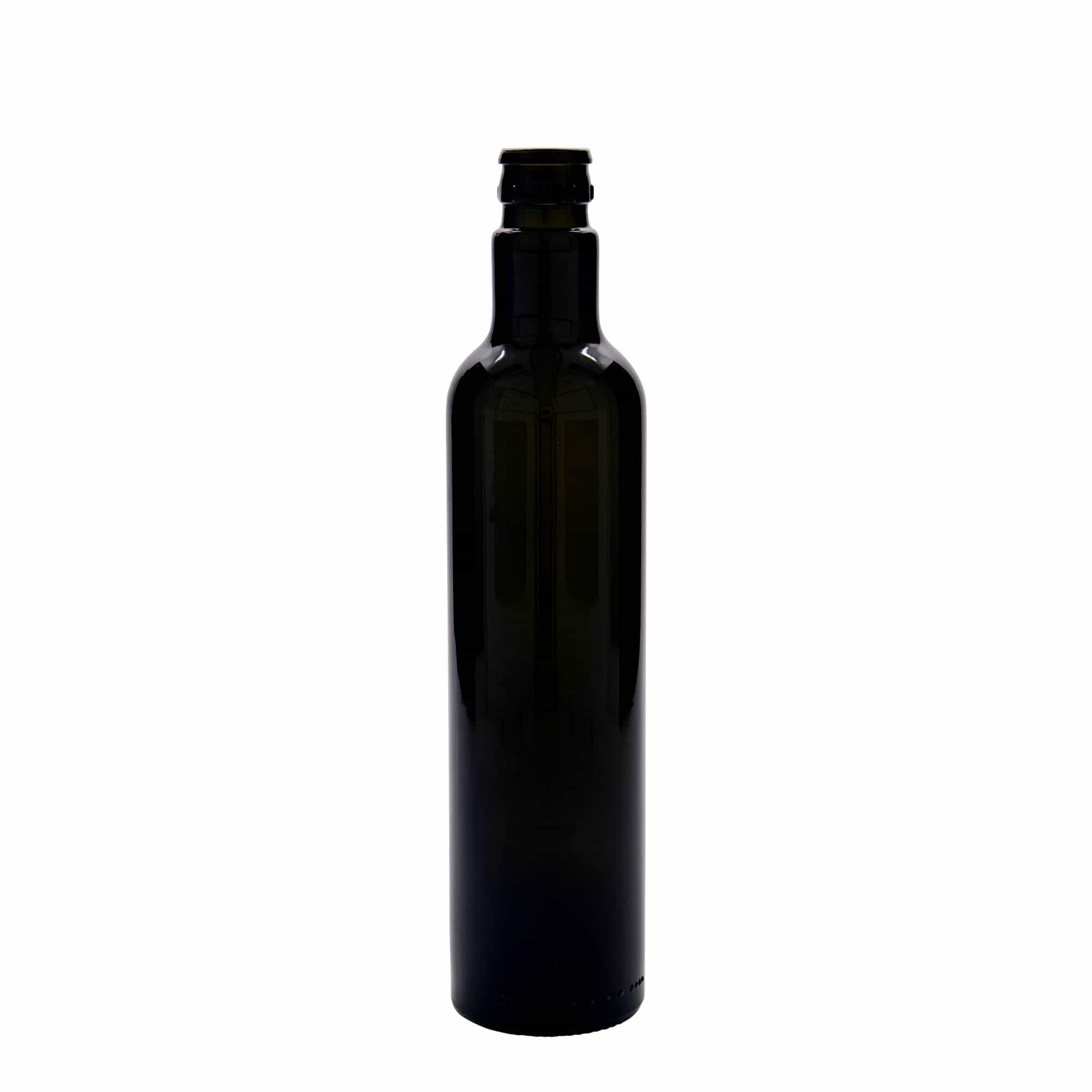 Bouteille de vinaigre / d’huile 500 ml 'Willy New', verre, vert antique, col : DOP
