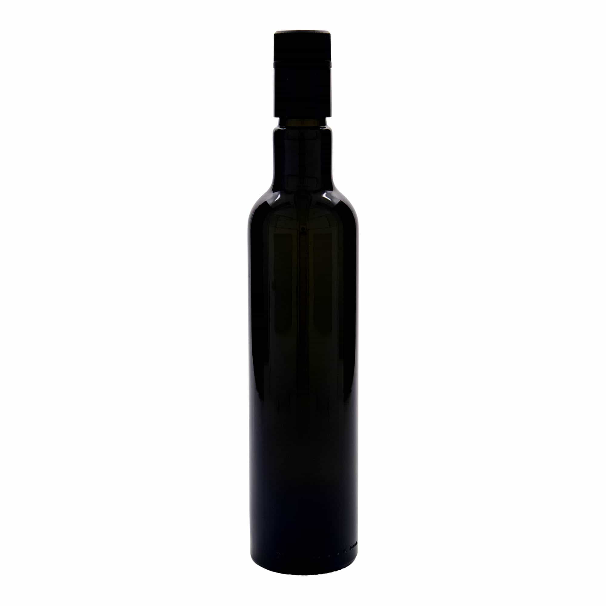 Flacon de vinaigre/huile 500 ml « Willy New », verre, vert antique, embouchure : DOP