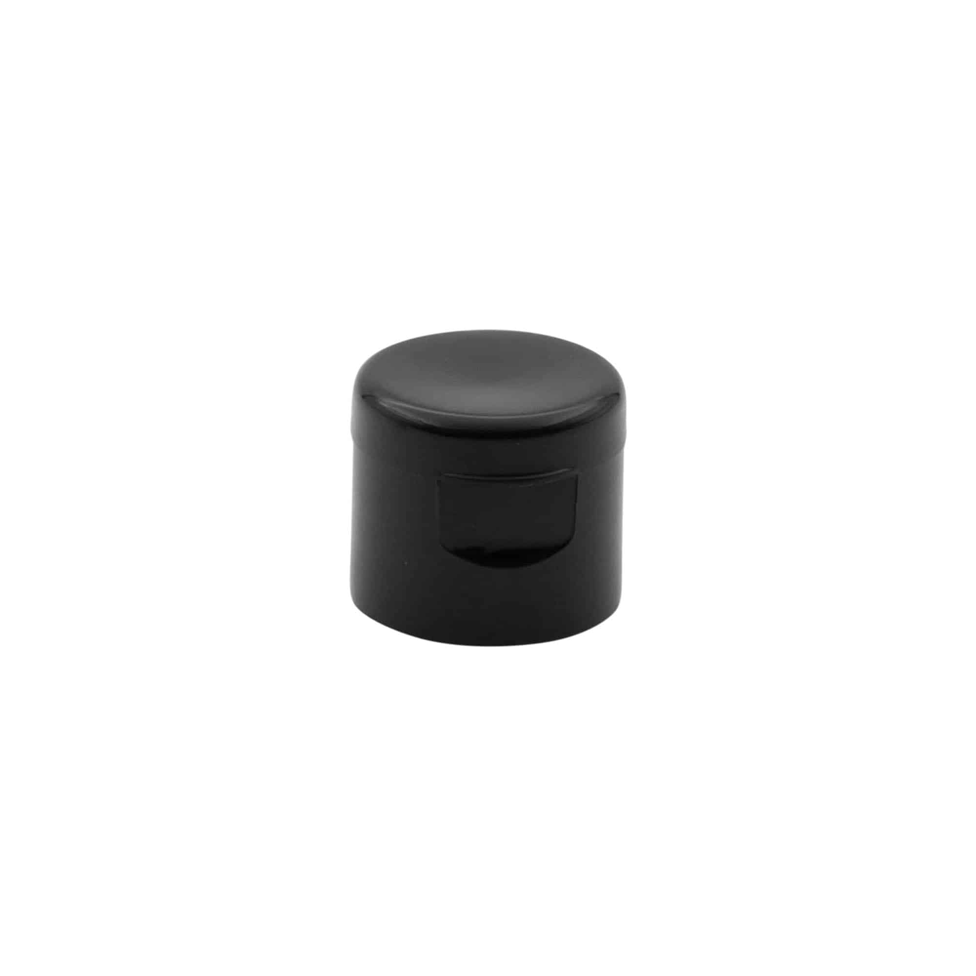 Bouchon à vis avec charnière rabattable, plastique PP, noir, pour ouverture : 20/410