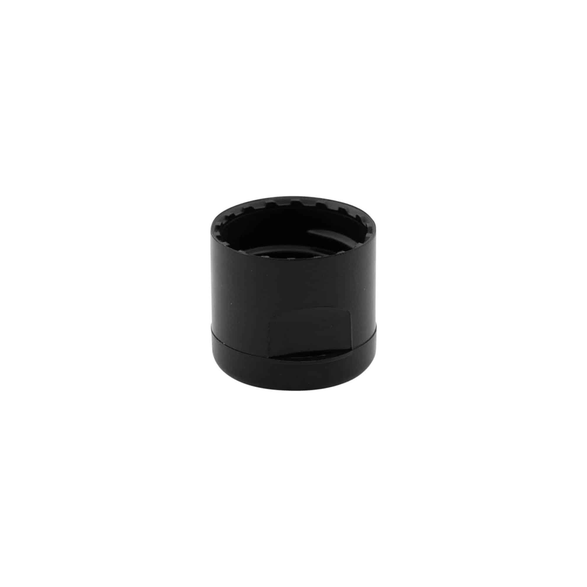 Bouchon à vis avec charnière rabattable, plastique PP, noir, pour ouverture : 20/410