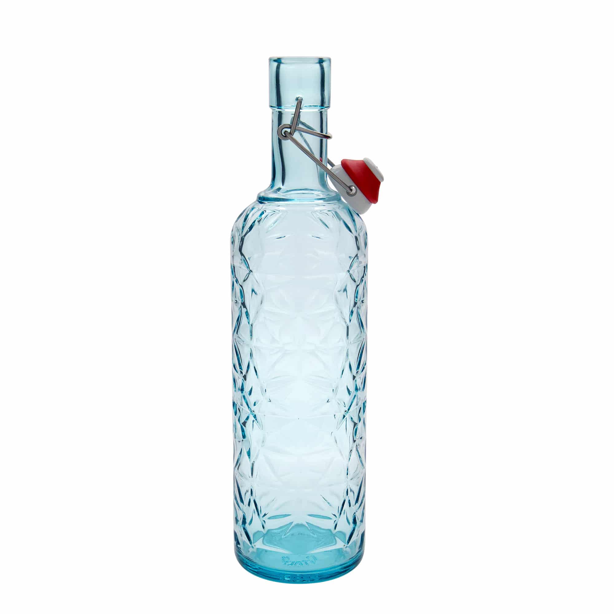 Bouteille en verre 1.000 ml 'Oriente', bleu azur, ouverture : bouchon à levier