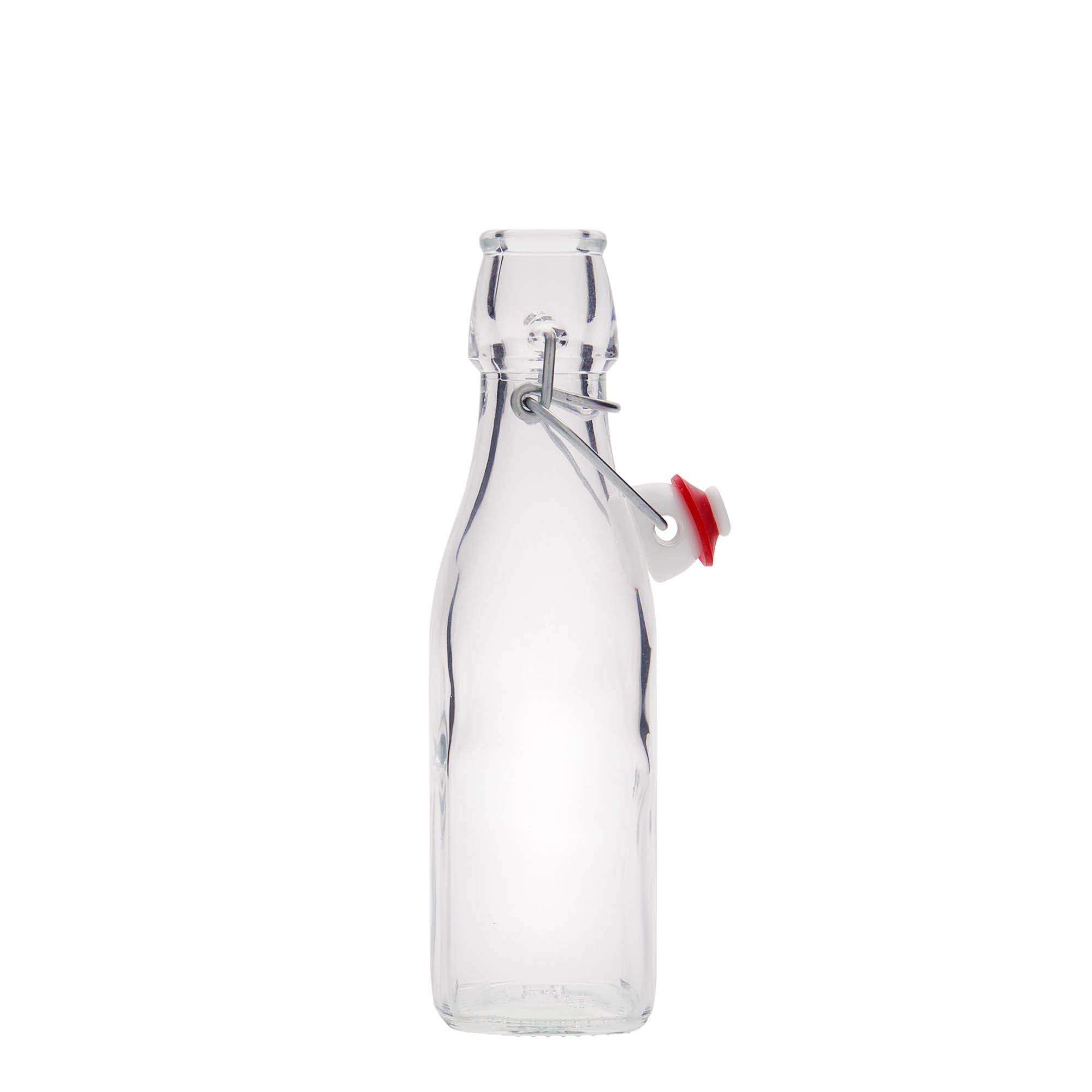 Bouteille en verre 250 ml 'Swing, carrée, ouverture : fermeture à bascule' Bouteille en verre 250 ml 'Swing, carrée, ouverture : fermeture à bascule'