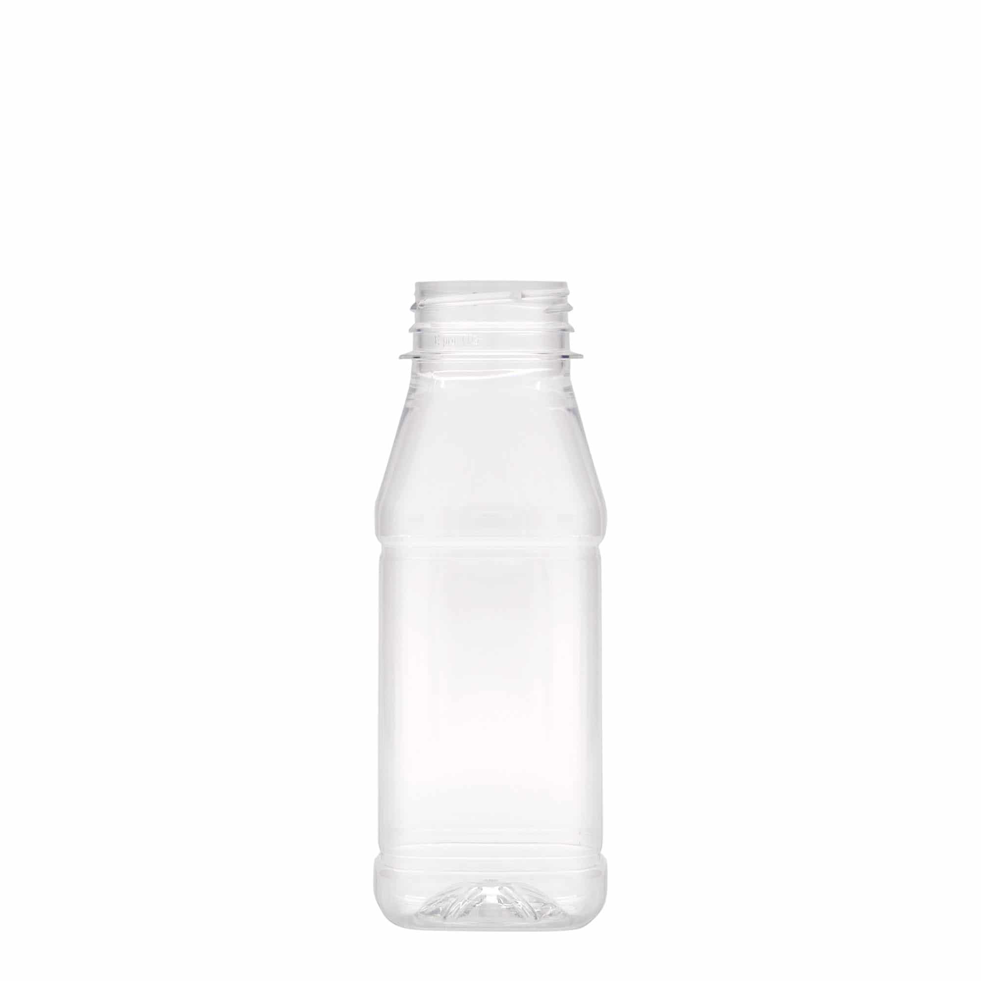 Bouteille en PET 250 ml 'Milk and Juice Carré', carrée, plastique, bouchage: 38 mm Bouteille en PET 250 ml 'Milk and Juice Carré', carrée, plastique, bouchage: 38 mm