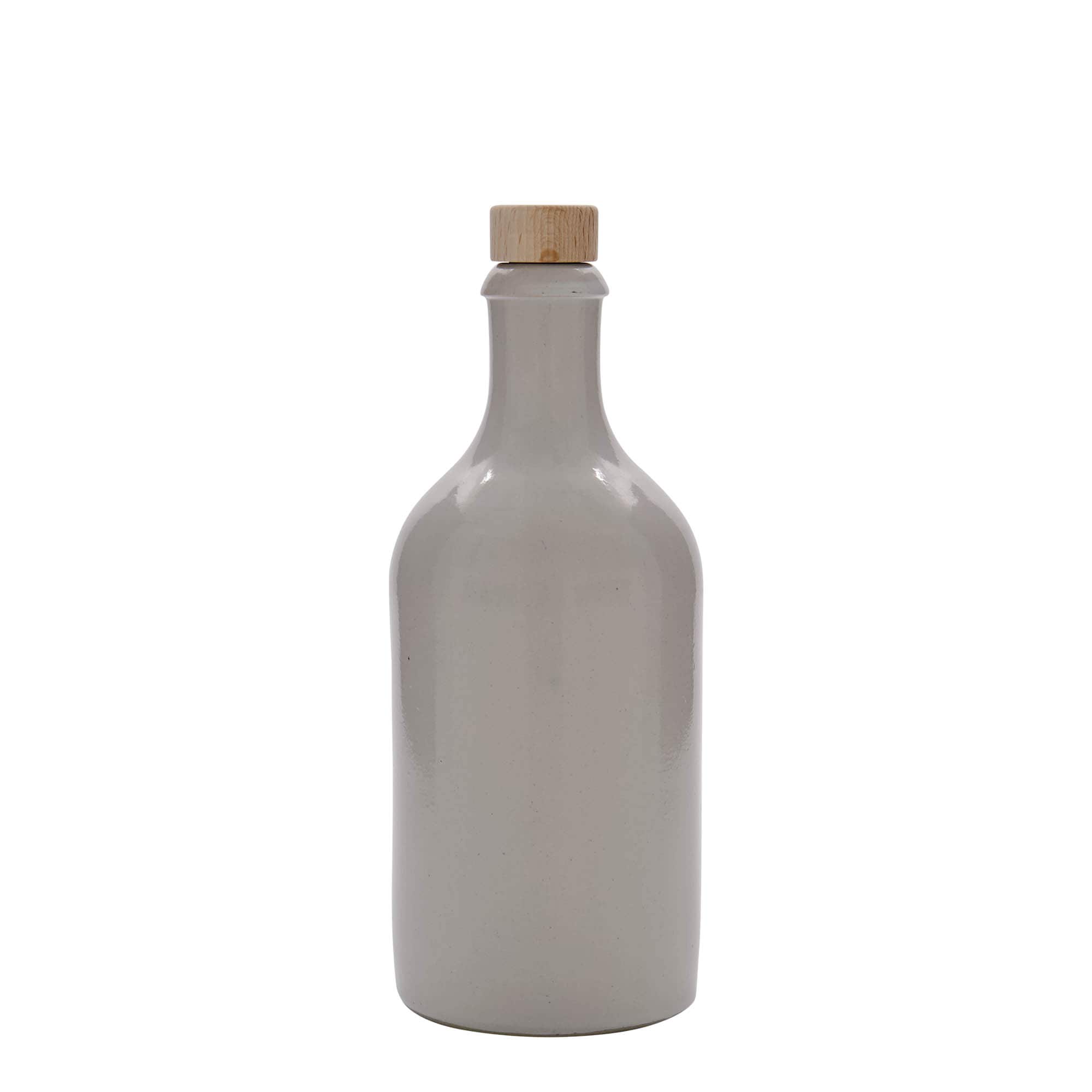 Cruche en terre cuite 500 ml, grès, blanche, ouverture : liège