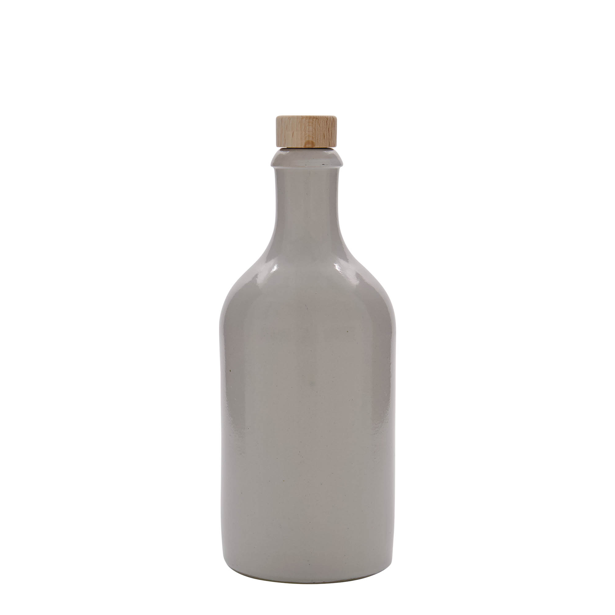 Cruche en terre cuite 500 ml, grès, blanche, ouverture : liège Cruche en terre cuite 500 ml, grès, blanche, ouverture : liège