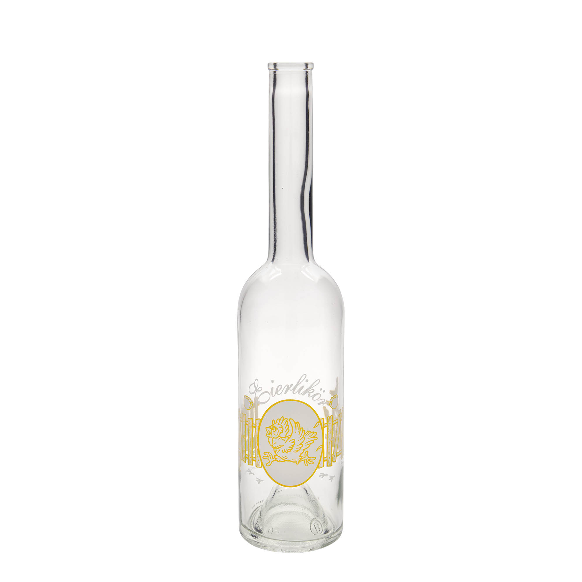 Bouteille en verre 500 ml 'Opera', motif : liqueur d'œuf, ouverture : bouchon en liège Bouteille en verre 500 ml 'Opera', motif : liqueur d'œuf, ouverture : bouchon en liège