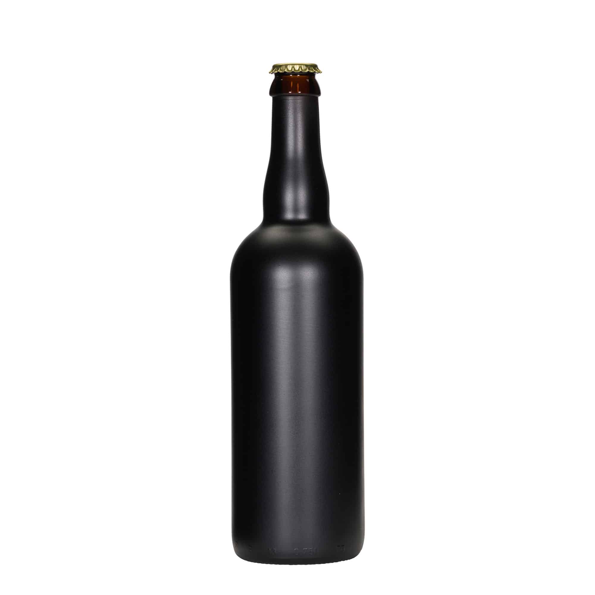Bouteille de bière de 750 ml Belgique, verre, noir, bouchon : capsule couronne