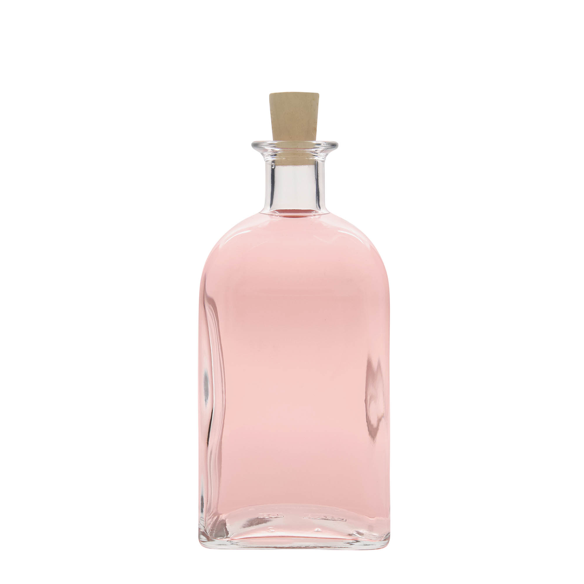 Bouteille en verre 700 ml Apotheker Carré, carrée, ouverture : liège Bouteille en verre 700 ml Apotheker Carré, carrée, ouverture : liège