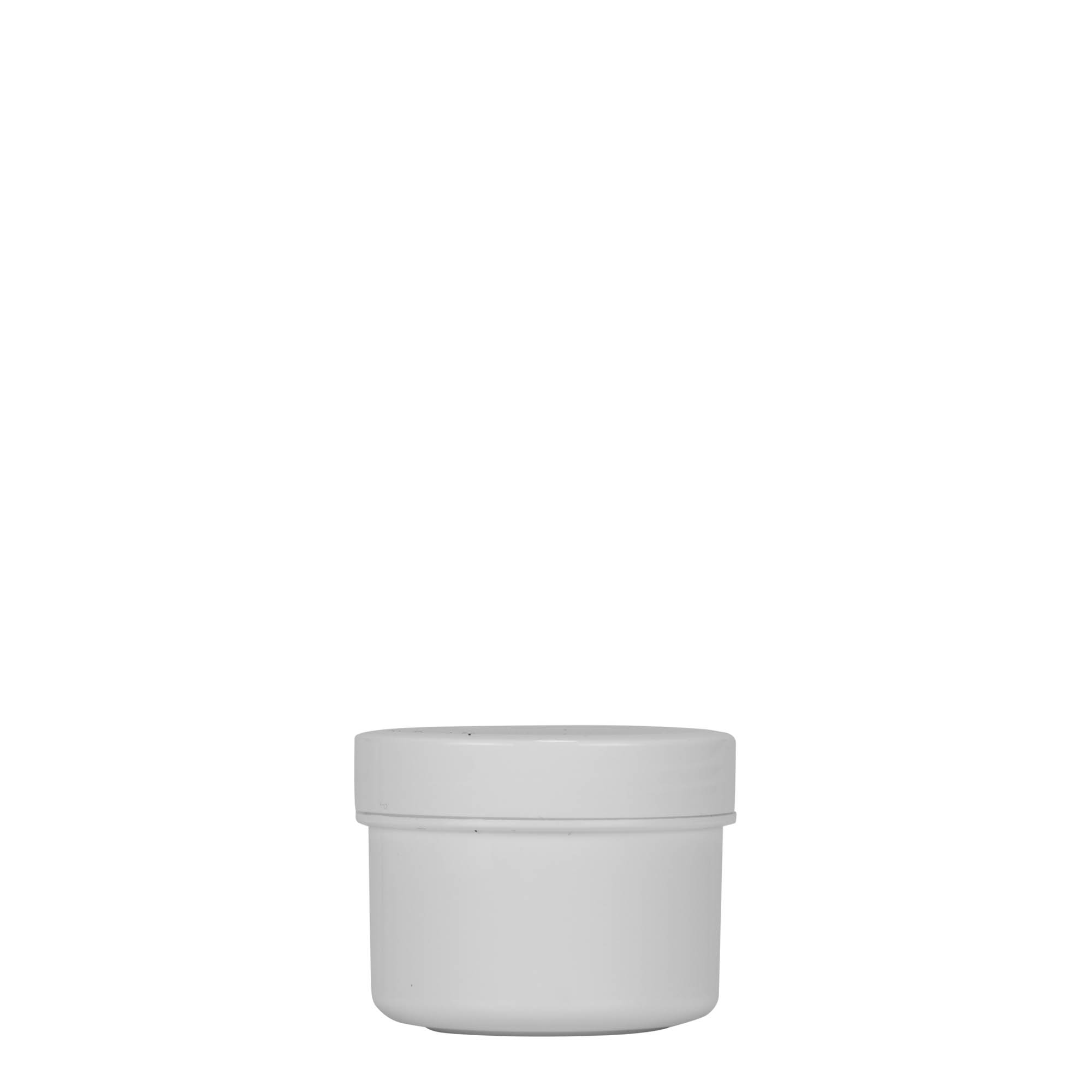 Dose en plastique de 35 ml « White Line », PP, blanc, ouverture : bouchon à vis Dose en plastique de 35 ml « White Line », PP, blanc, ouverture : bouchon à vis