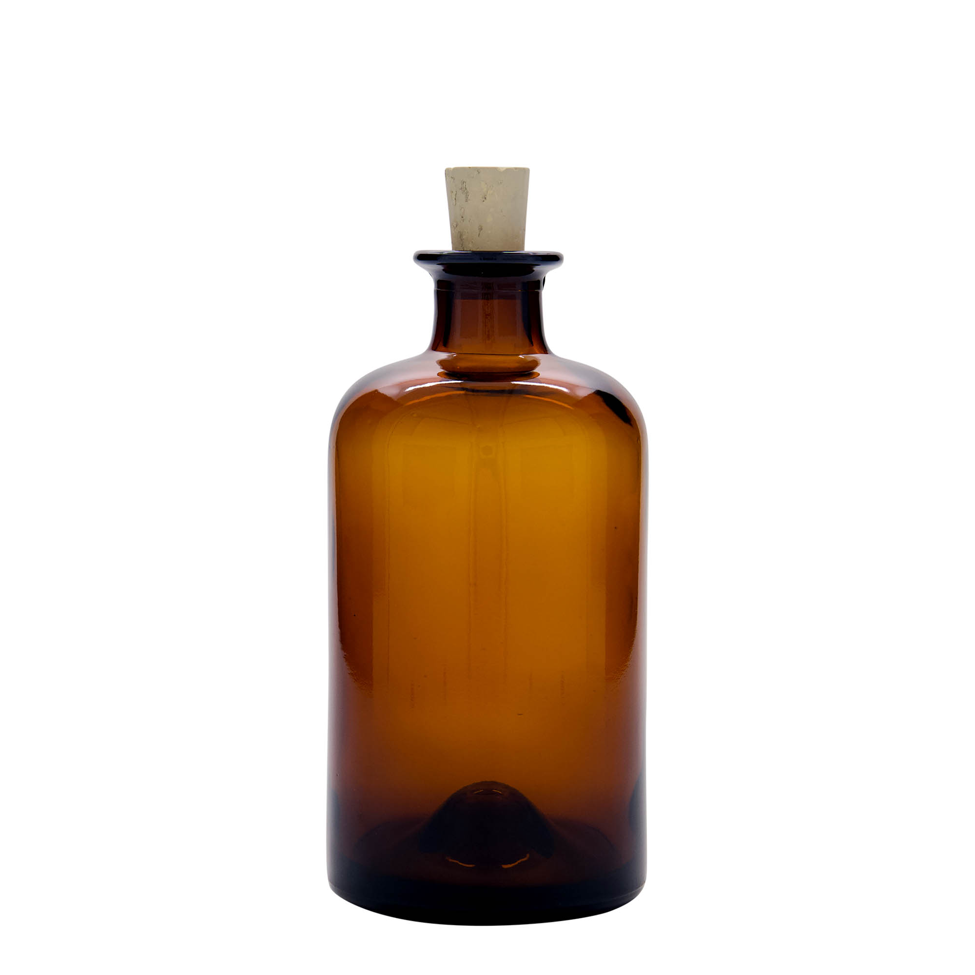 Bouteille en verre de 500 ml, pharmacie, brune, ouverture : bouchon en liège Bouteille en verre de 500 ml, pharmacie, brune, ouverture : bouchon en liège