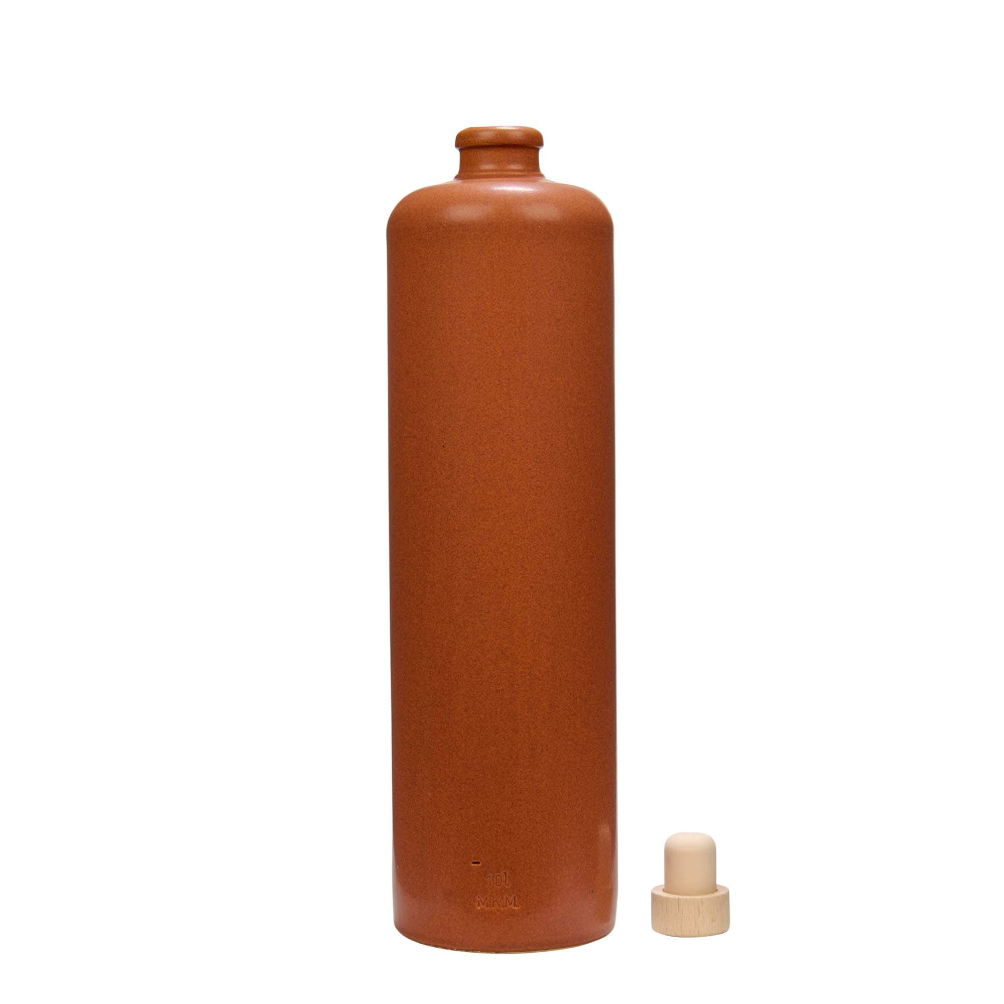 1 000 ml cruche en grès, rouge-brun, ouverture : liège