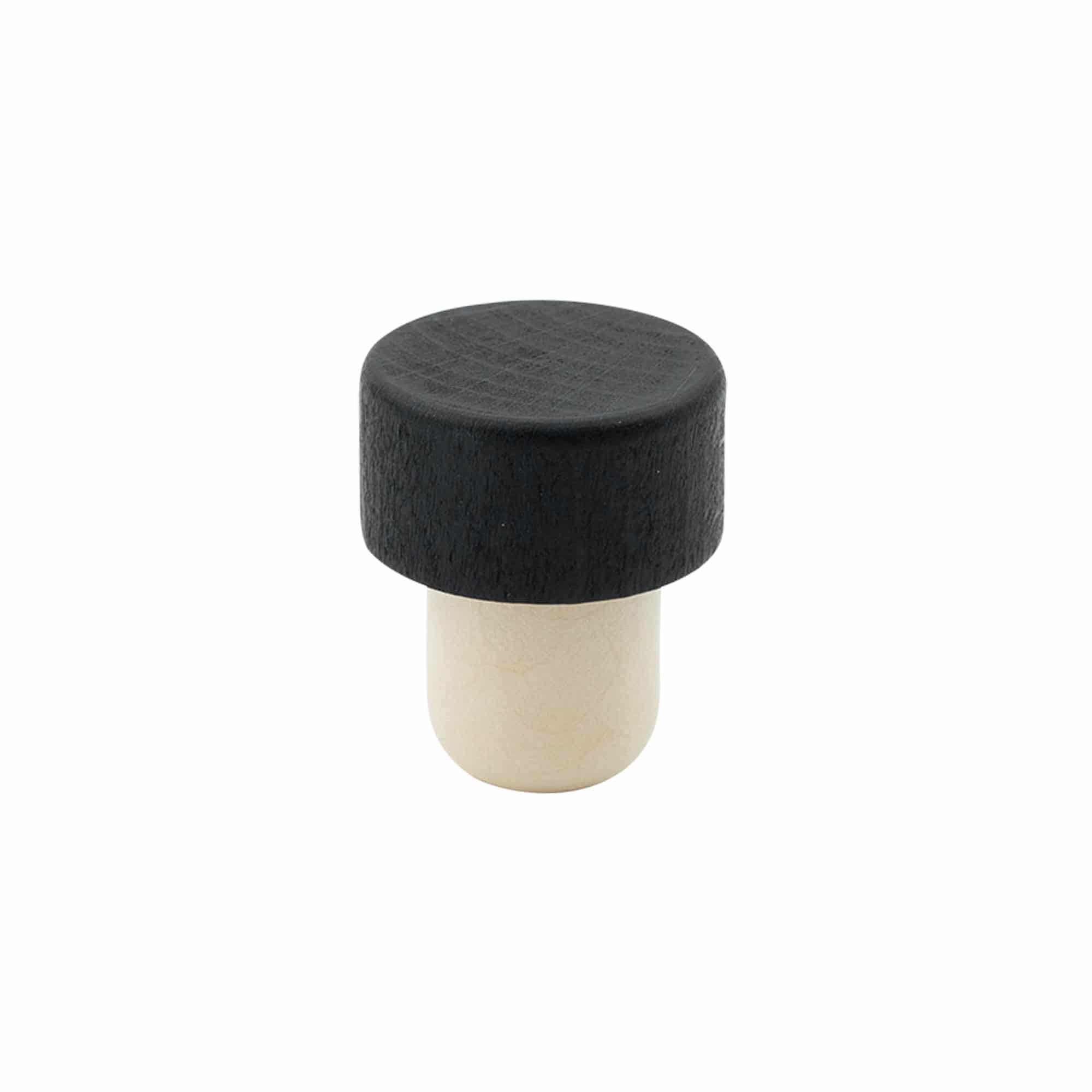 Bouchon à poignée 19 mm, bois/plastique, noir, pour bouchage: bouchon