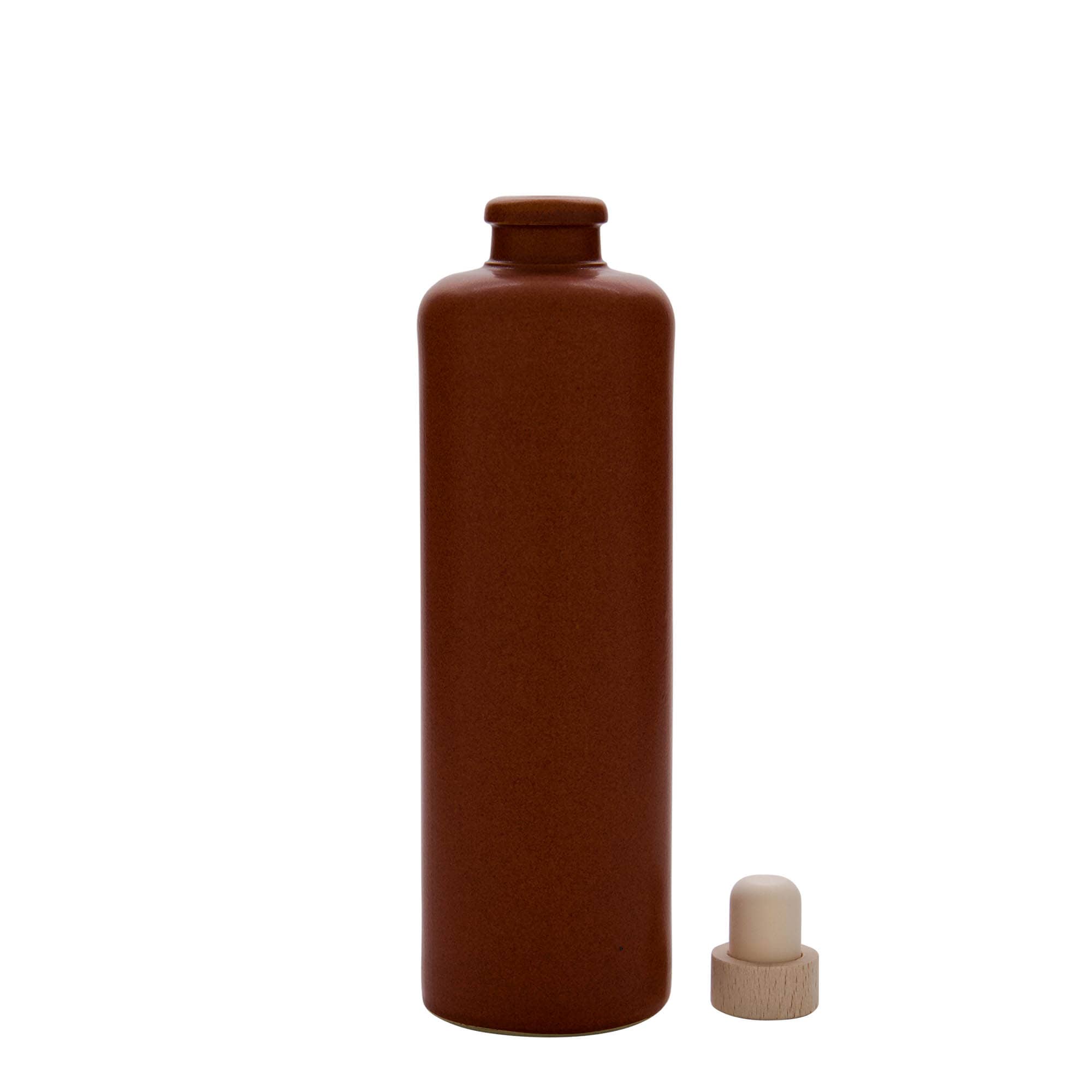 Cruche en grès 500 ml, rouge-brun, ouverture : bouchon en liège