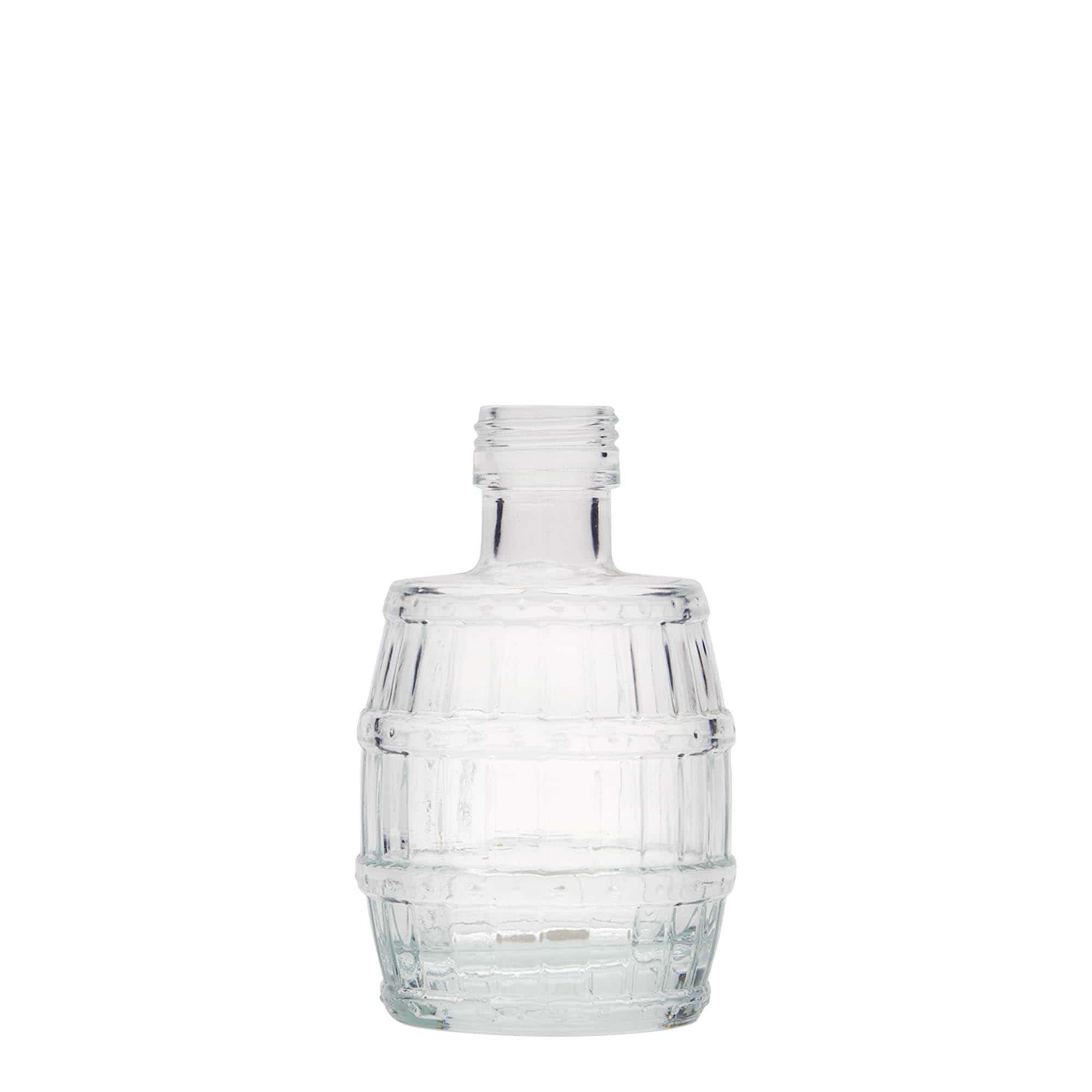 Flacon en verre 100 ml « baril », ouverture : PP 24 Flacon en verre 100 ml « baril », ouverture : PP 24