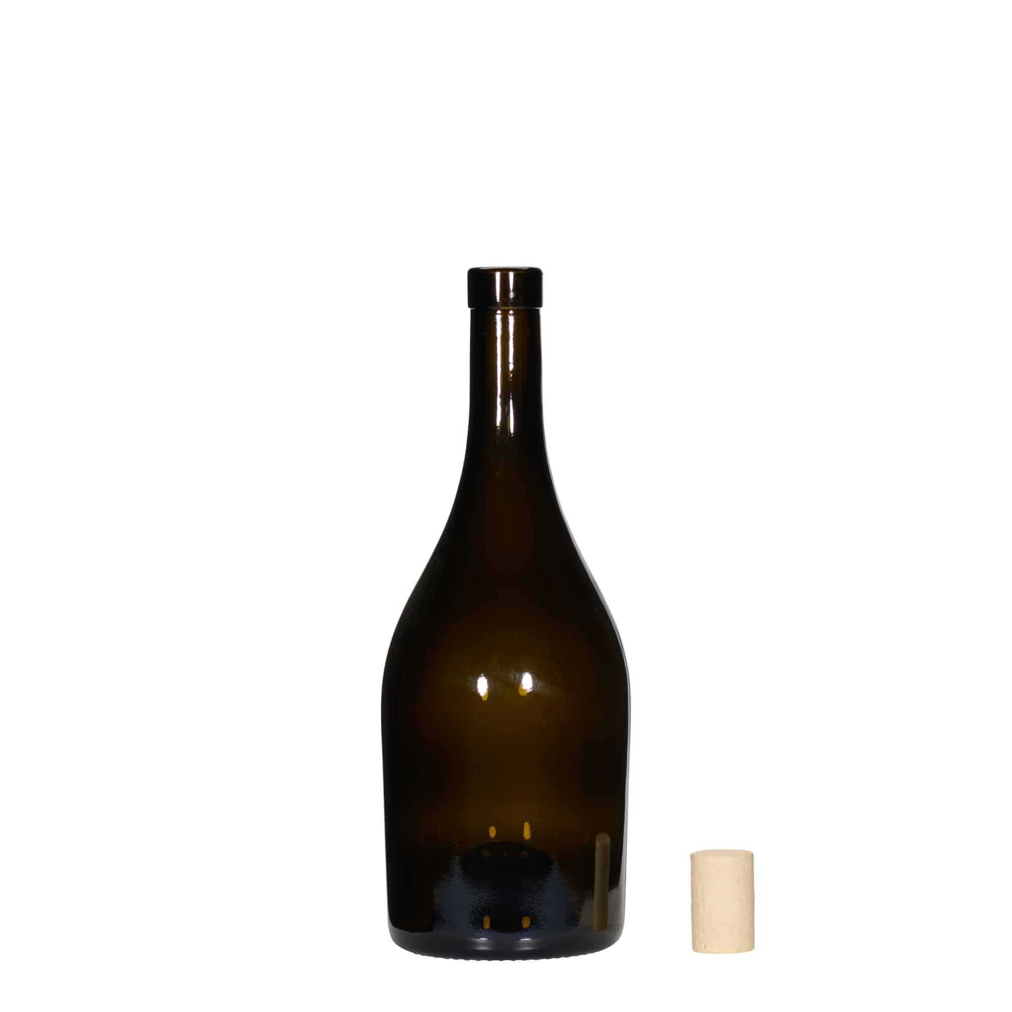 Bouteille de vin 750 ml « Exclusive », vert antique, ouverture : bouchon en liège