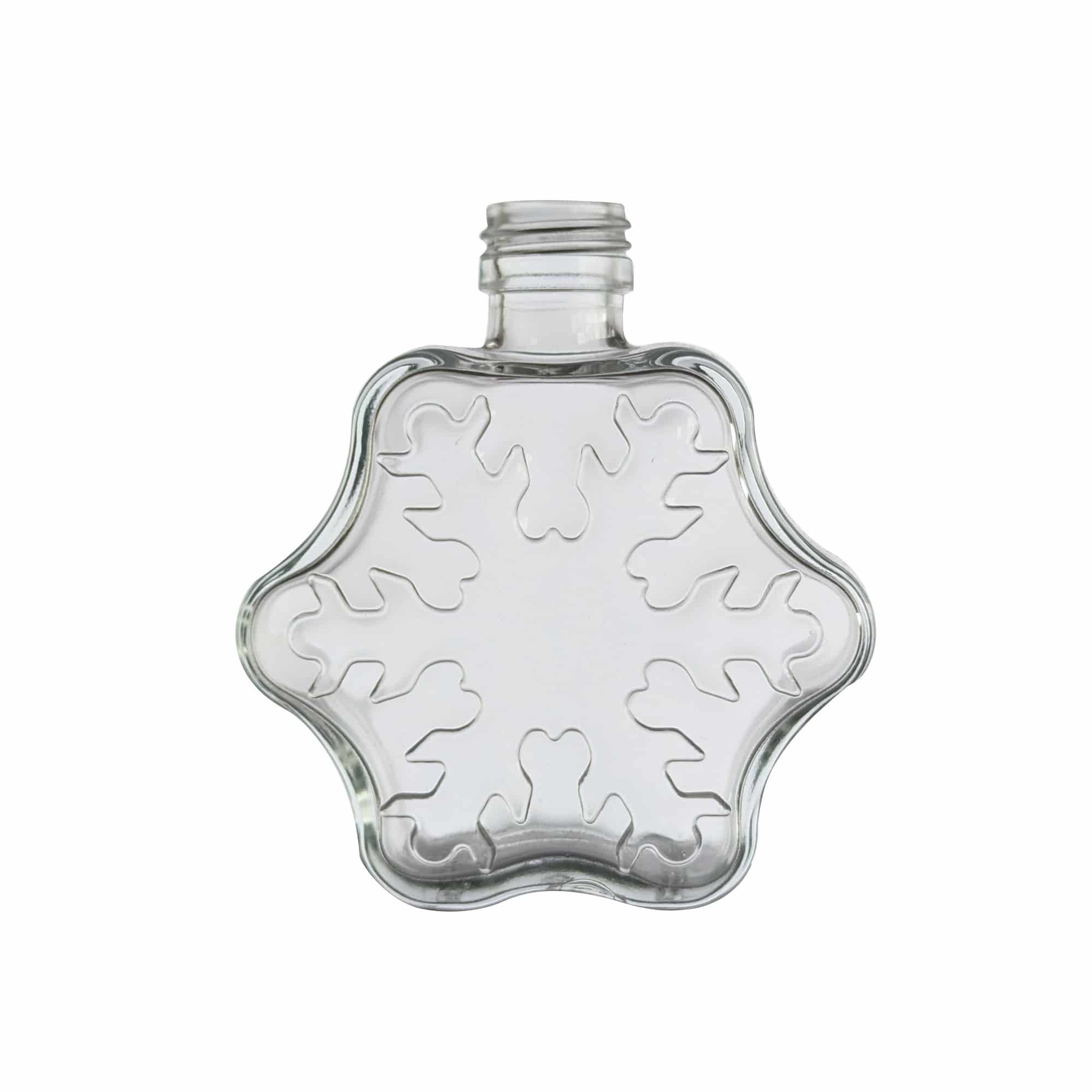 Bouteille en verre de 200 ml 'Flocon de Neige', bouchage: PP 28
