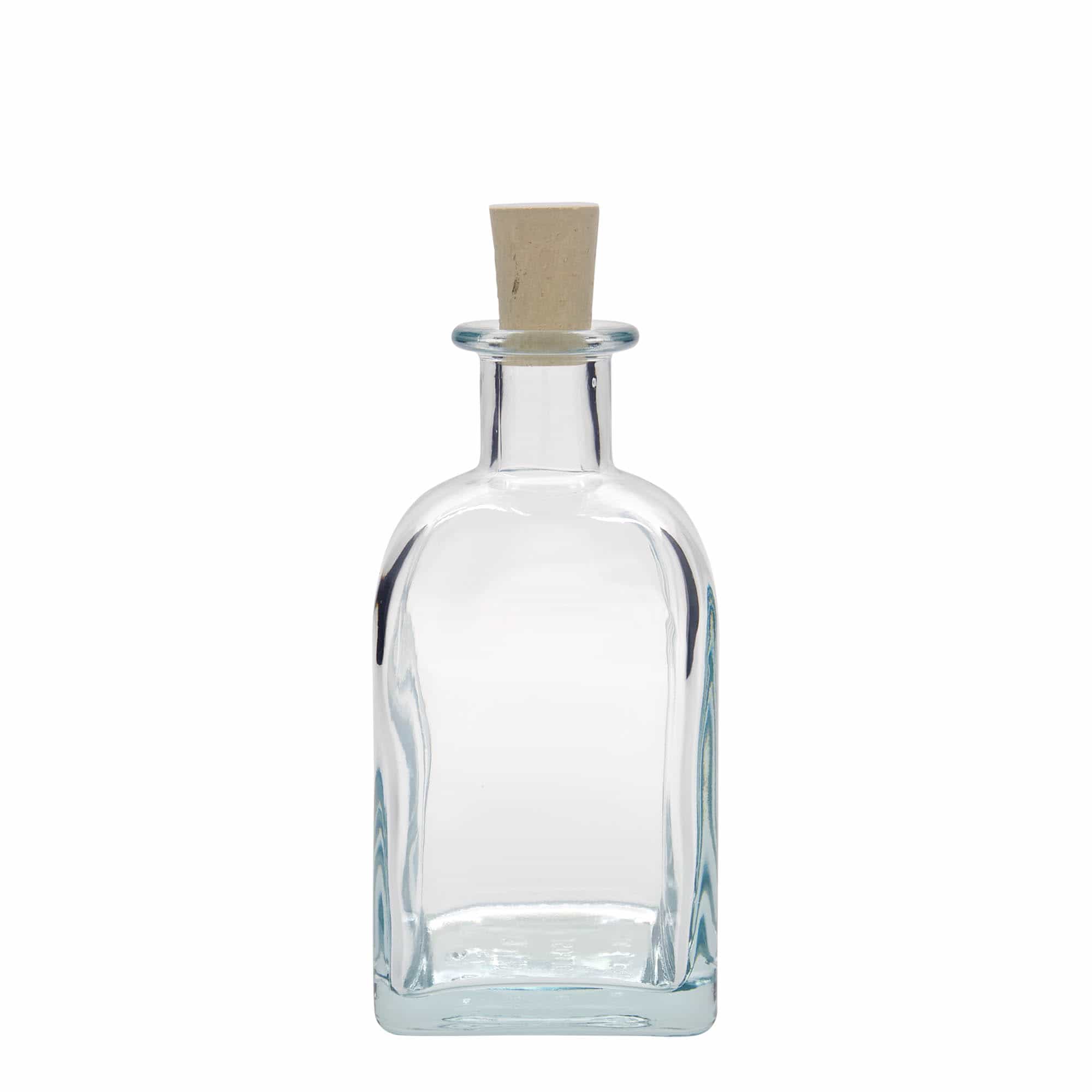 Bouteille en verre apothicaire 'Carré', carrée 350 ml, col : liège