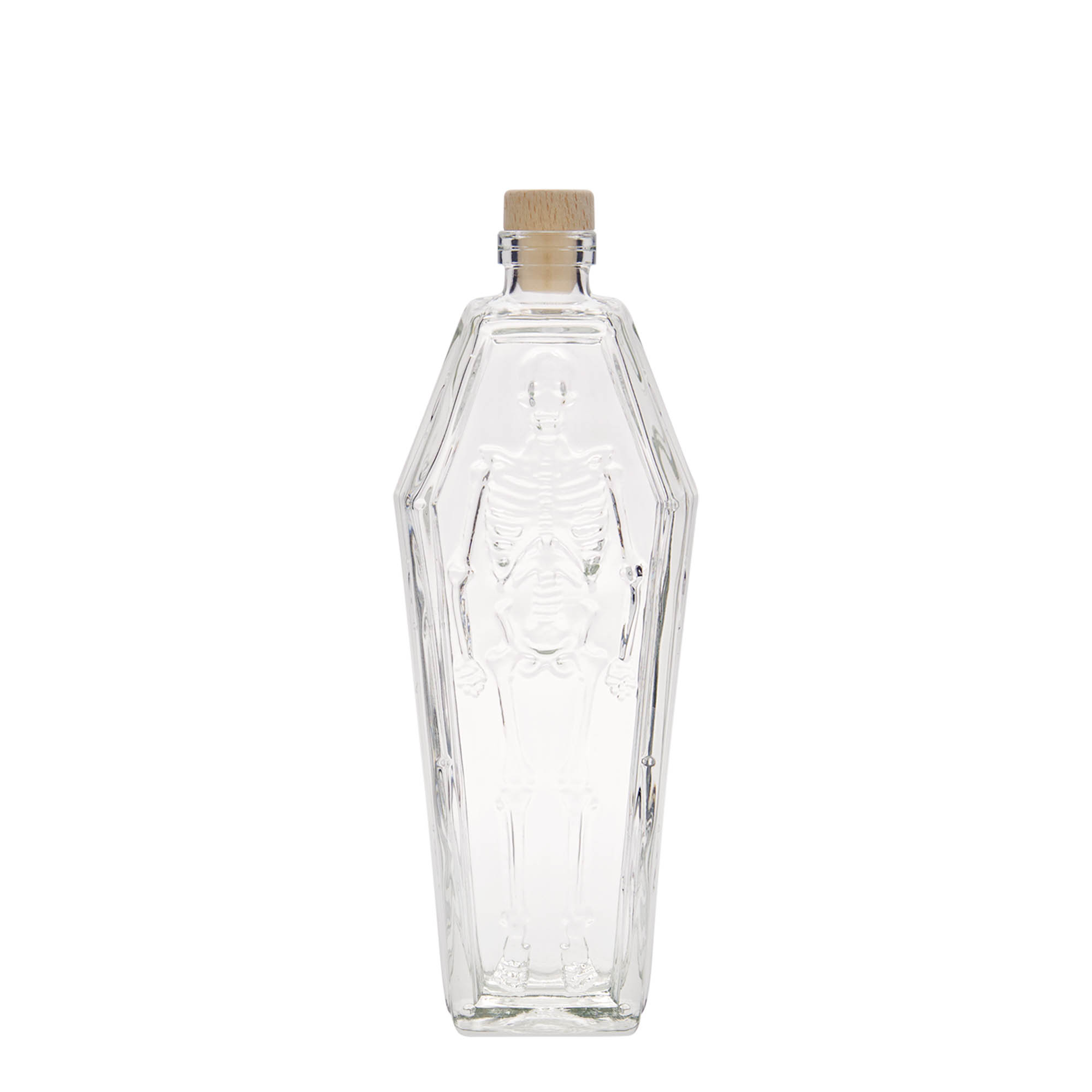 Flacon en verre 200 ml « cercueil », ouverture : bouchon en liège Flacon en verre 200 ml « cercueil », ouverture : bouchon en liège